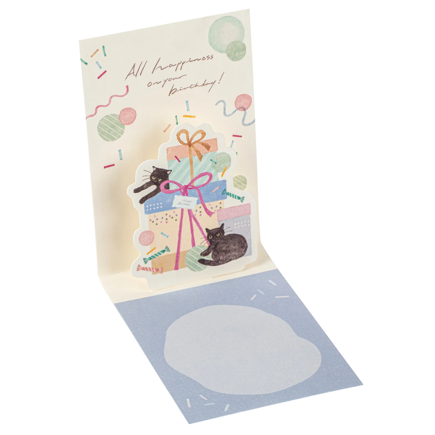 Black Cat Pop Open Mini Japanese Birthday Card - Image 2