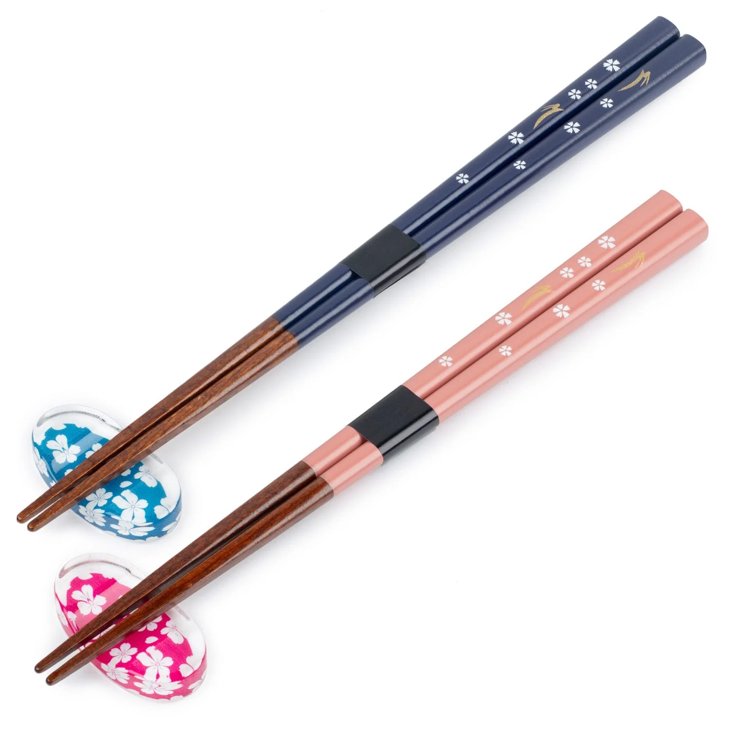 Blue and Pink Blossom Japanese Chopstick Gift Set - Image 2