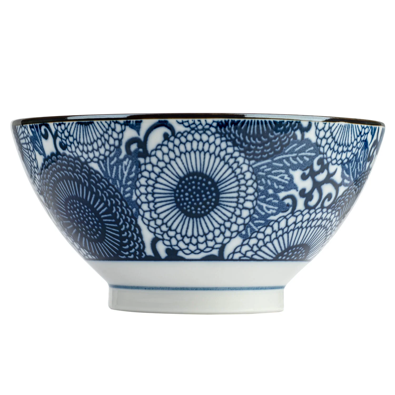 Blue Chrysanthemum Japanese Ramen Bowl - Image 2