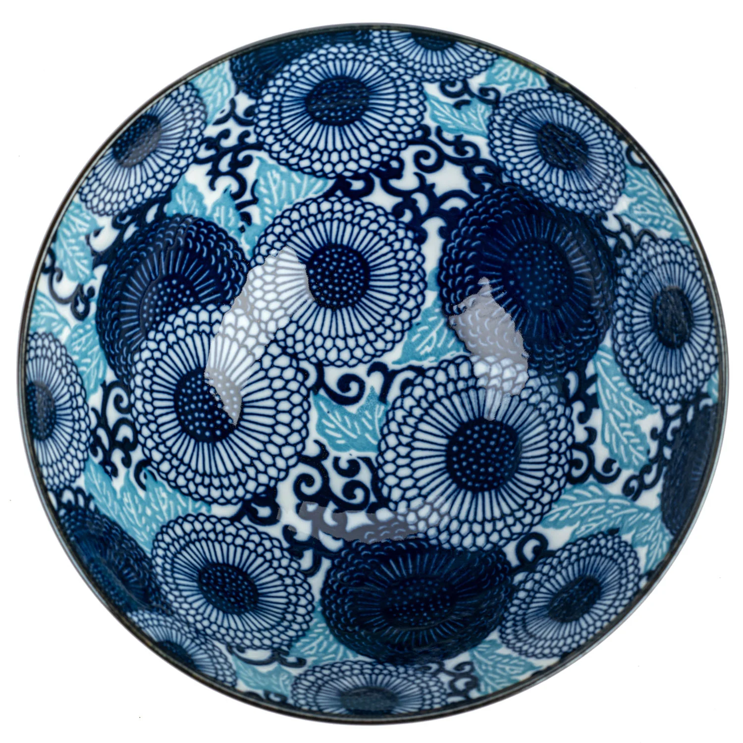 Blue Chrysanthemum Japanese Ramen Bowl - Image 5