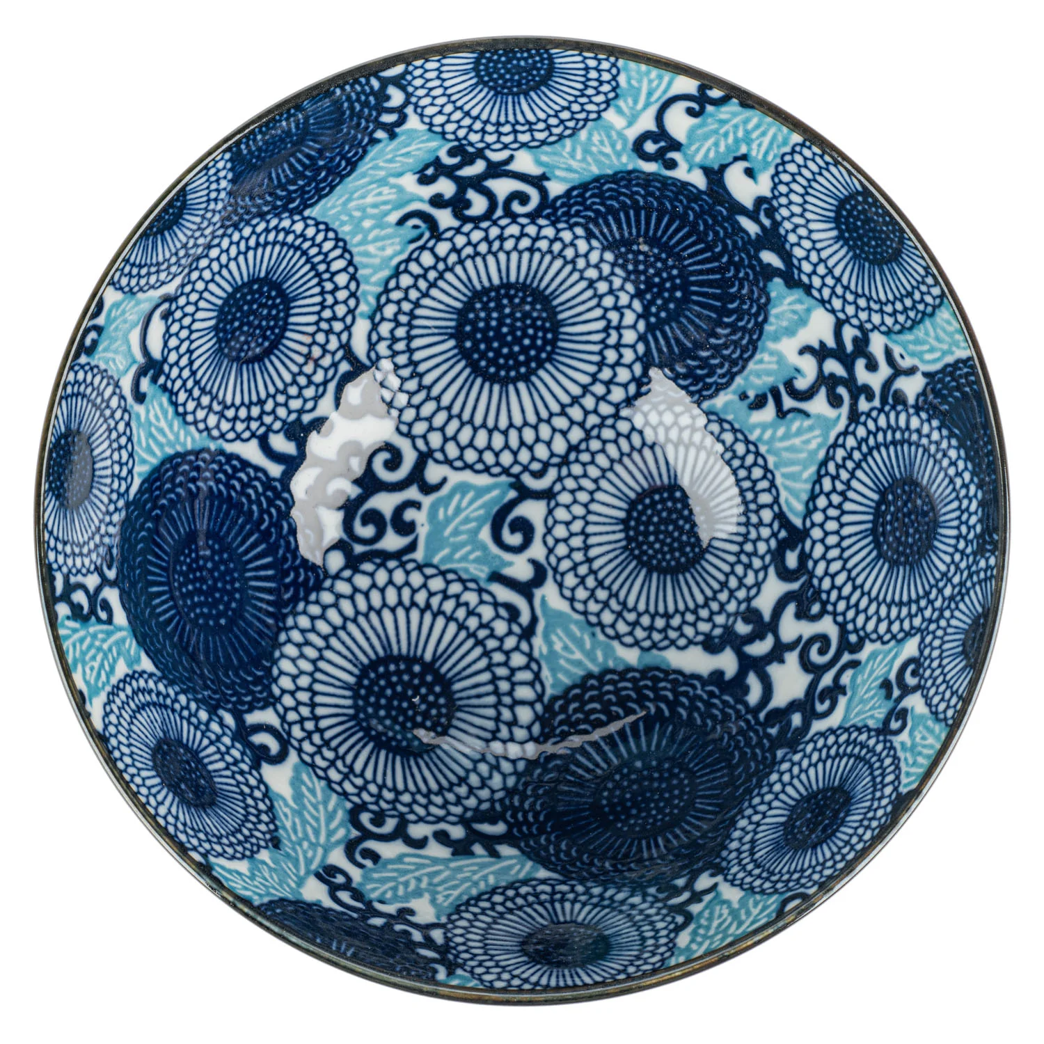 Blue Chrysanthemum Japanese Ramen Bowl Set - Image 4