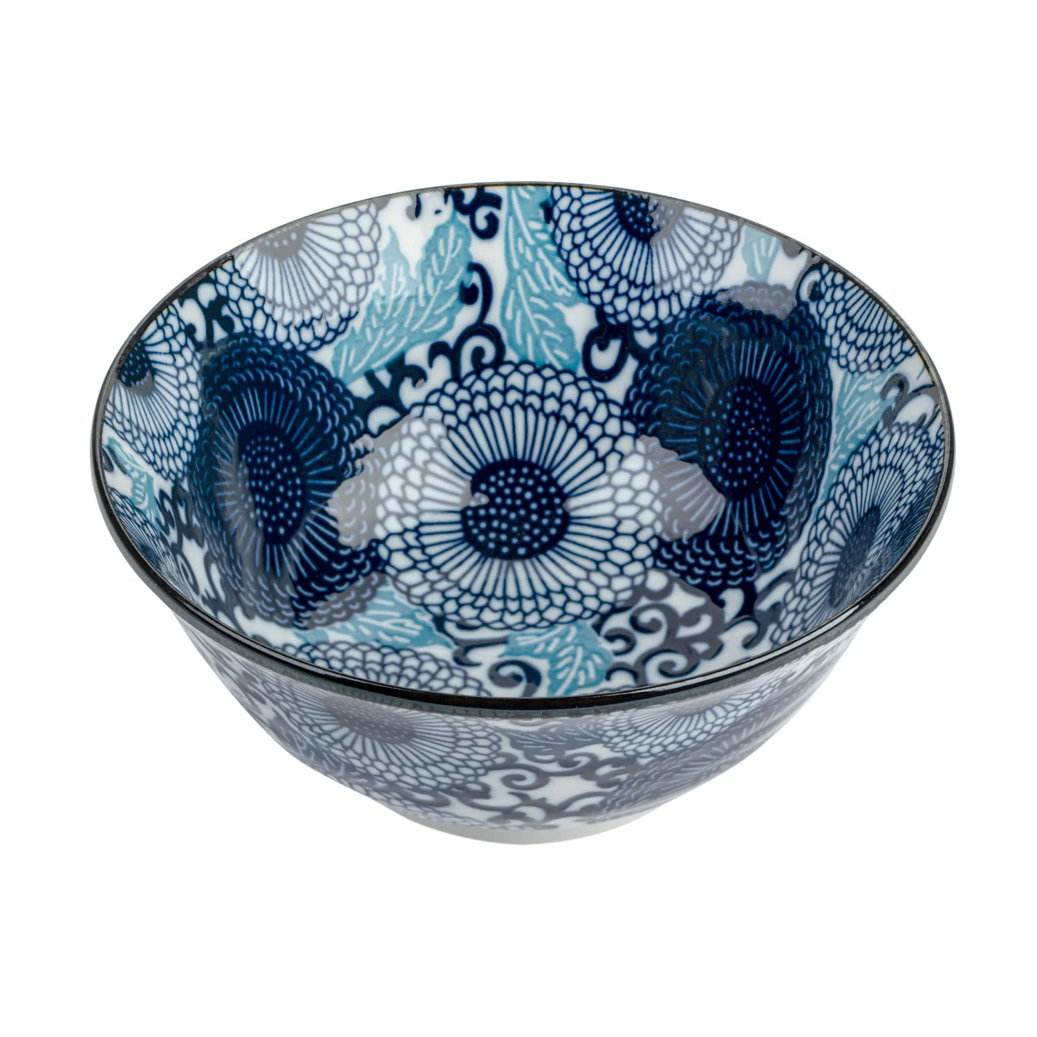 Blue Chrysanthemum Japanese Soup Bowl - Image 2