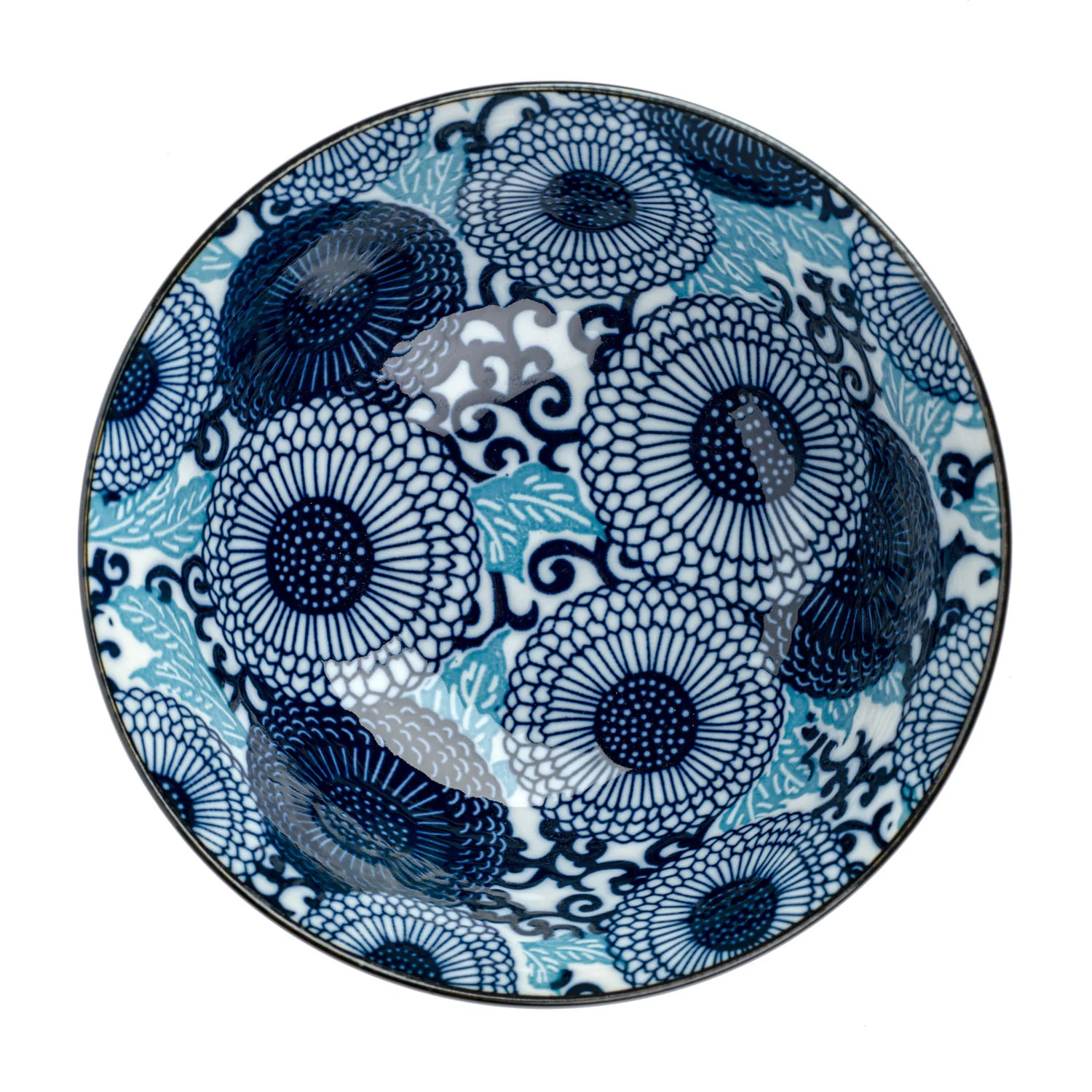 Blue Chrysanthemum Japanese Soup Bowl - Image 4
