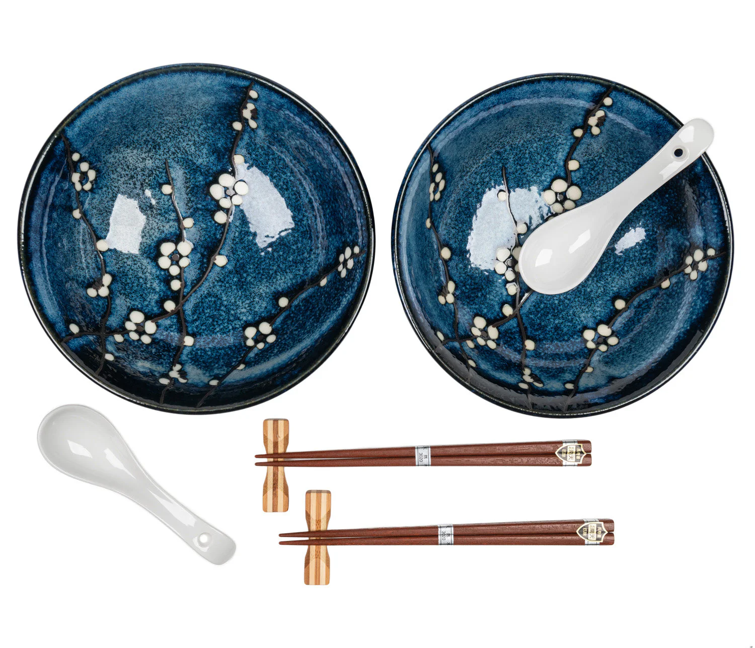 Blue Hana Cherry Blossom Japanese Ramen Bowl Set - Image 4