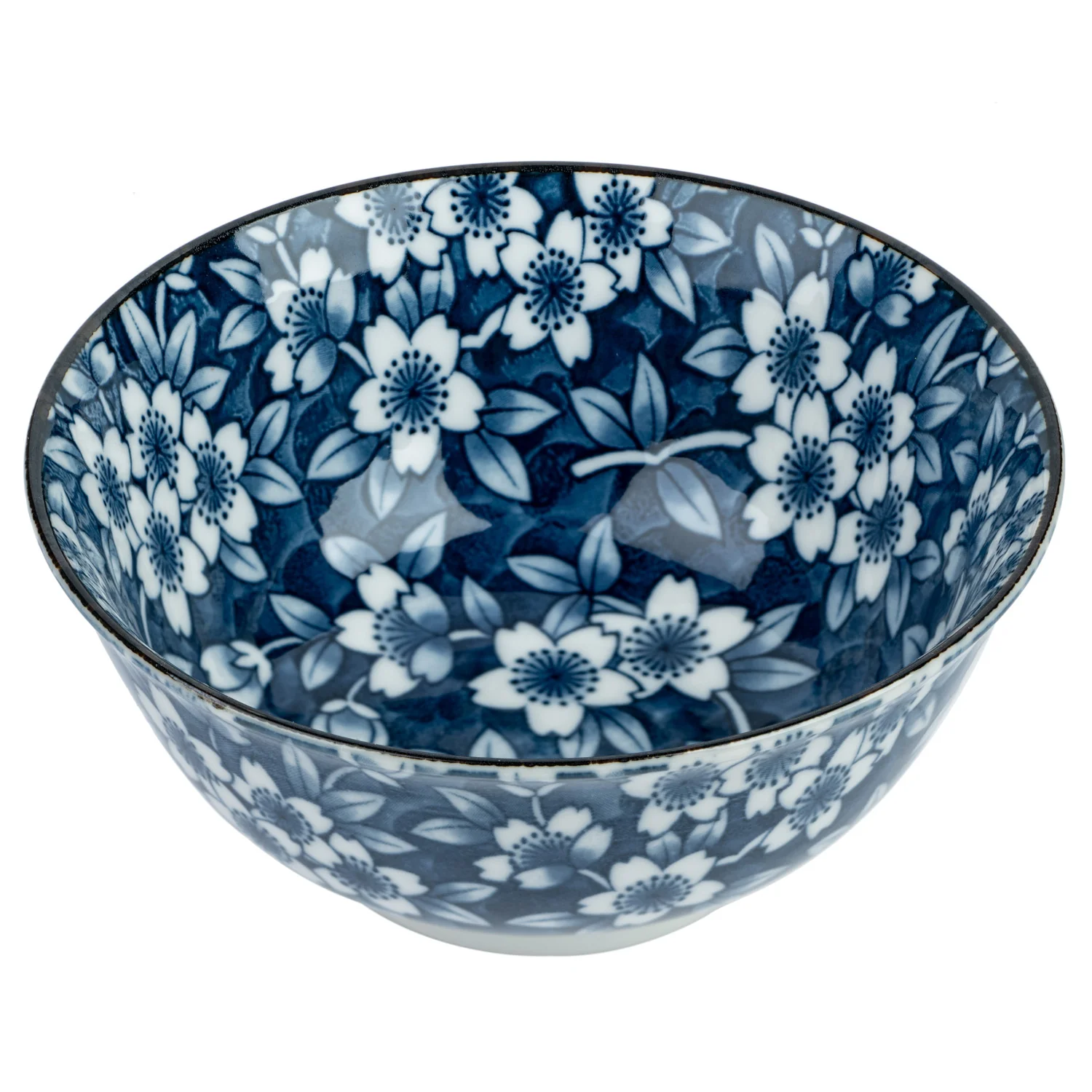 Blue Sakura Ceramic Japanese Soup Bowl - Image 2