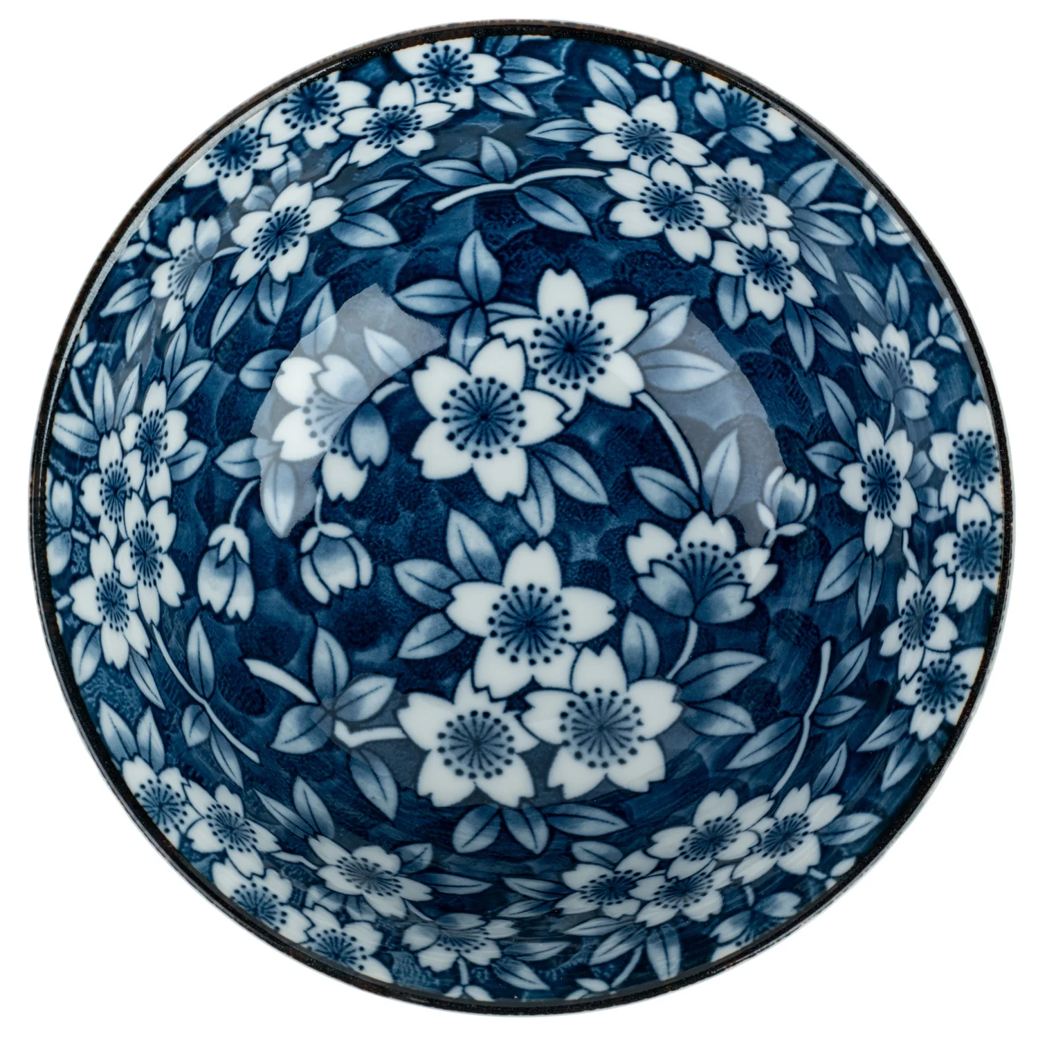 Blue Sakura Ceramic Japanese Soup Bowl - Image 5