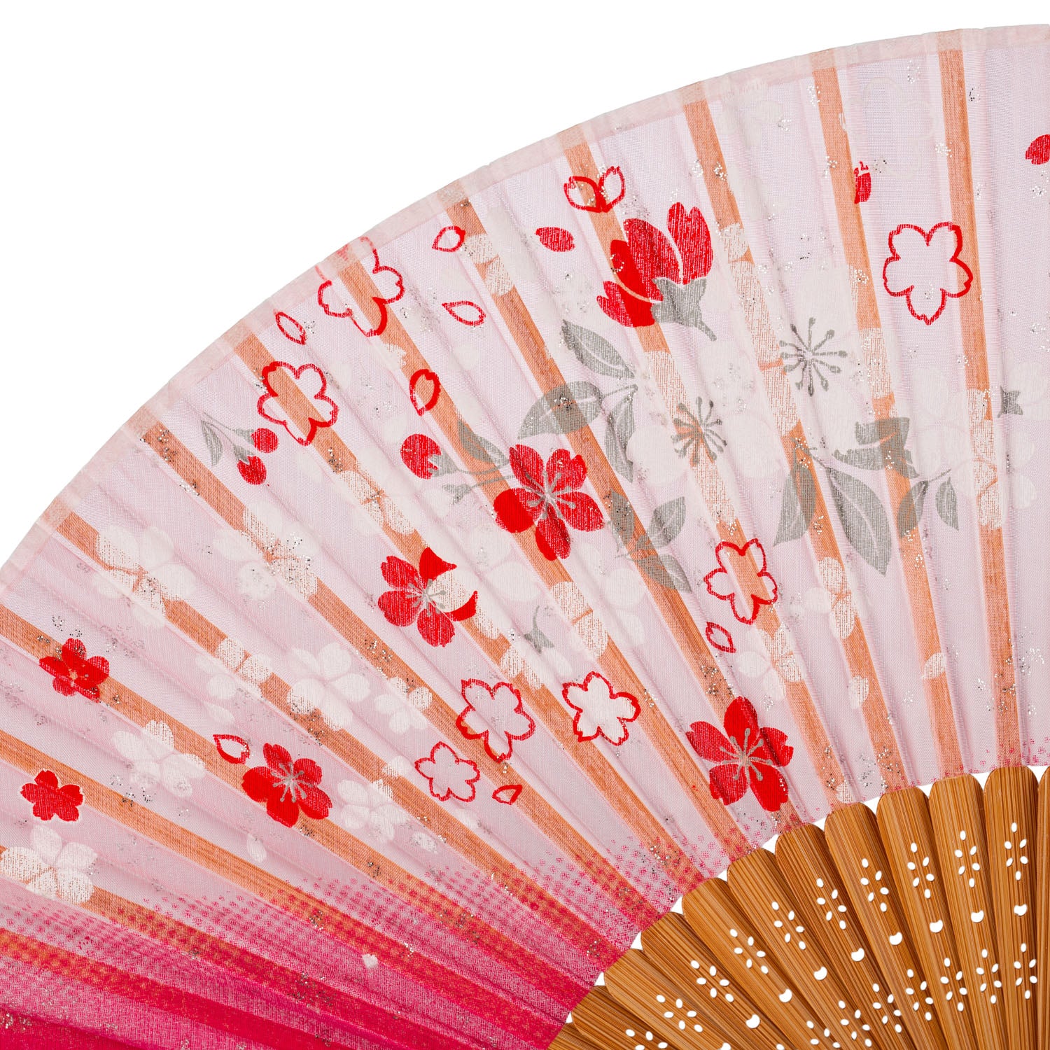 Cat and Pink Cherry Blossom Japanese Folding Fan - Image 3