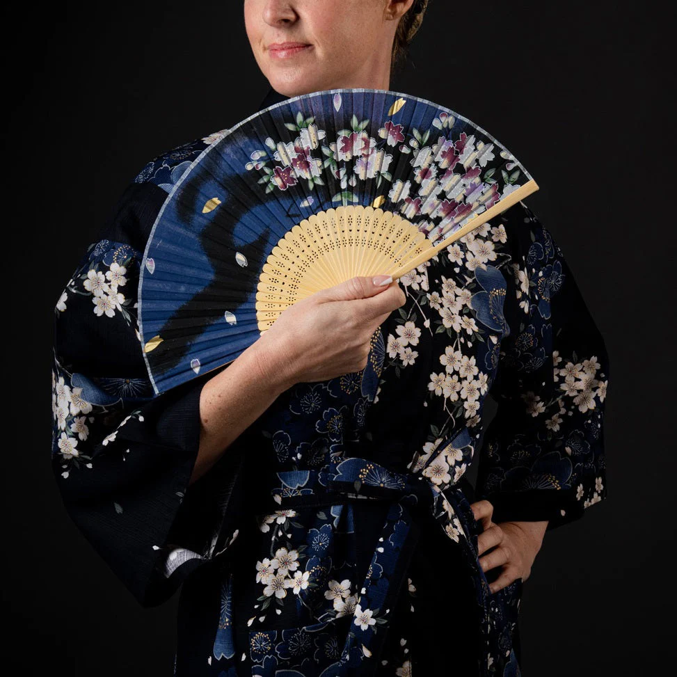 Cherry Blossom Print Short Navy Yukata - Image 6