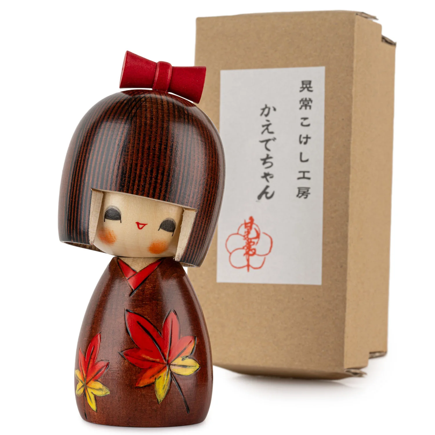 Cute Girl Maple Leaf Japanese Kokeshi Doll - Image 4