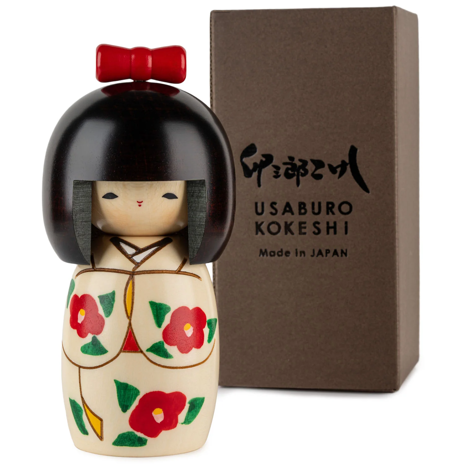 Cute Girl with Ribbon Japanese Kokeshi Doll - Image 4
