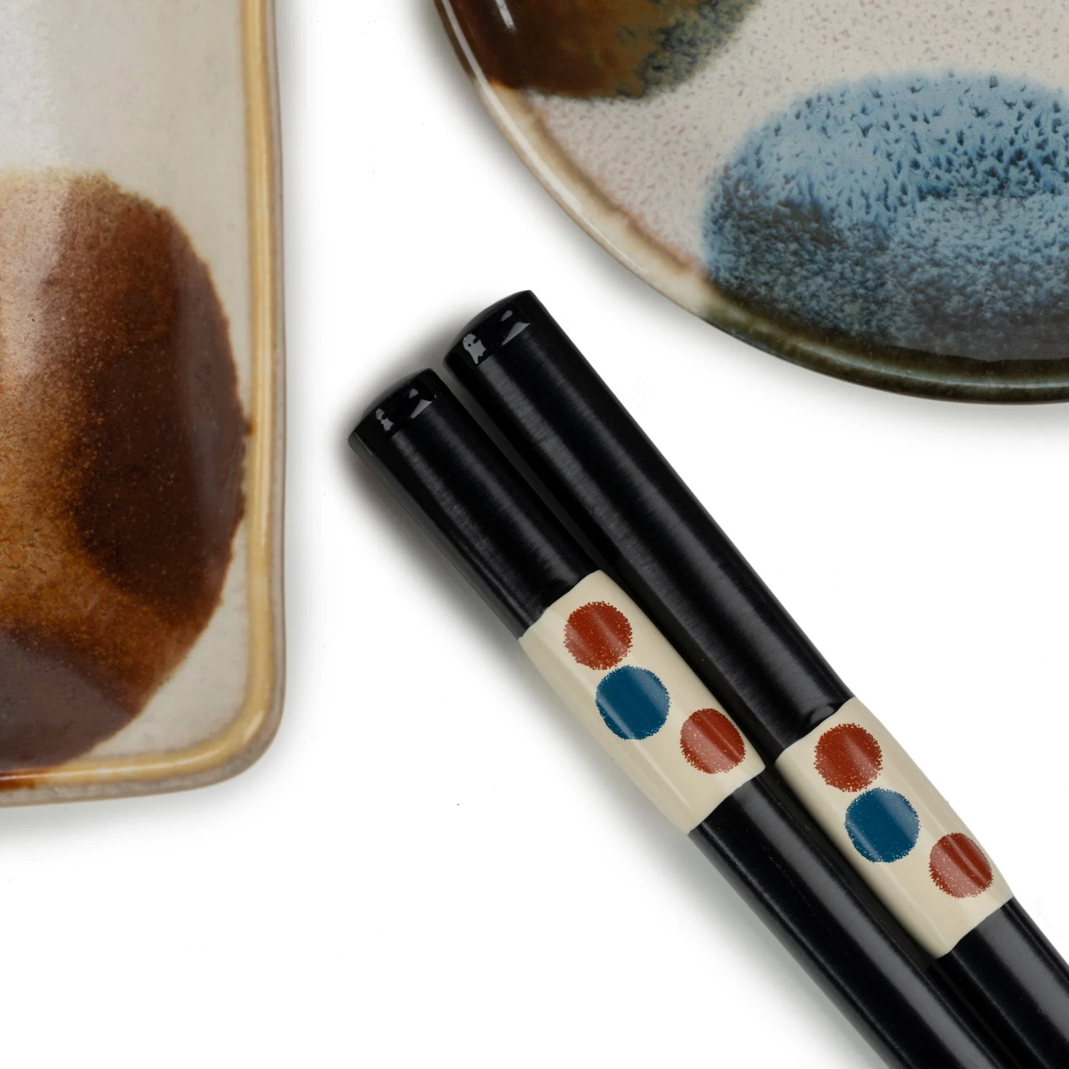 Dot Brush Blue Japanese Sushi Plate Gift Set - Image 2