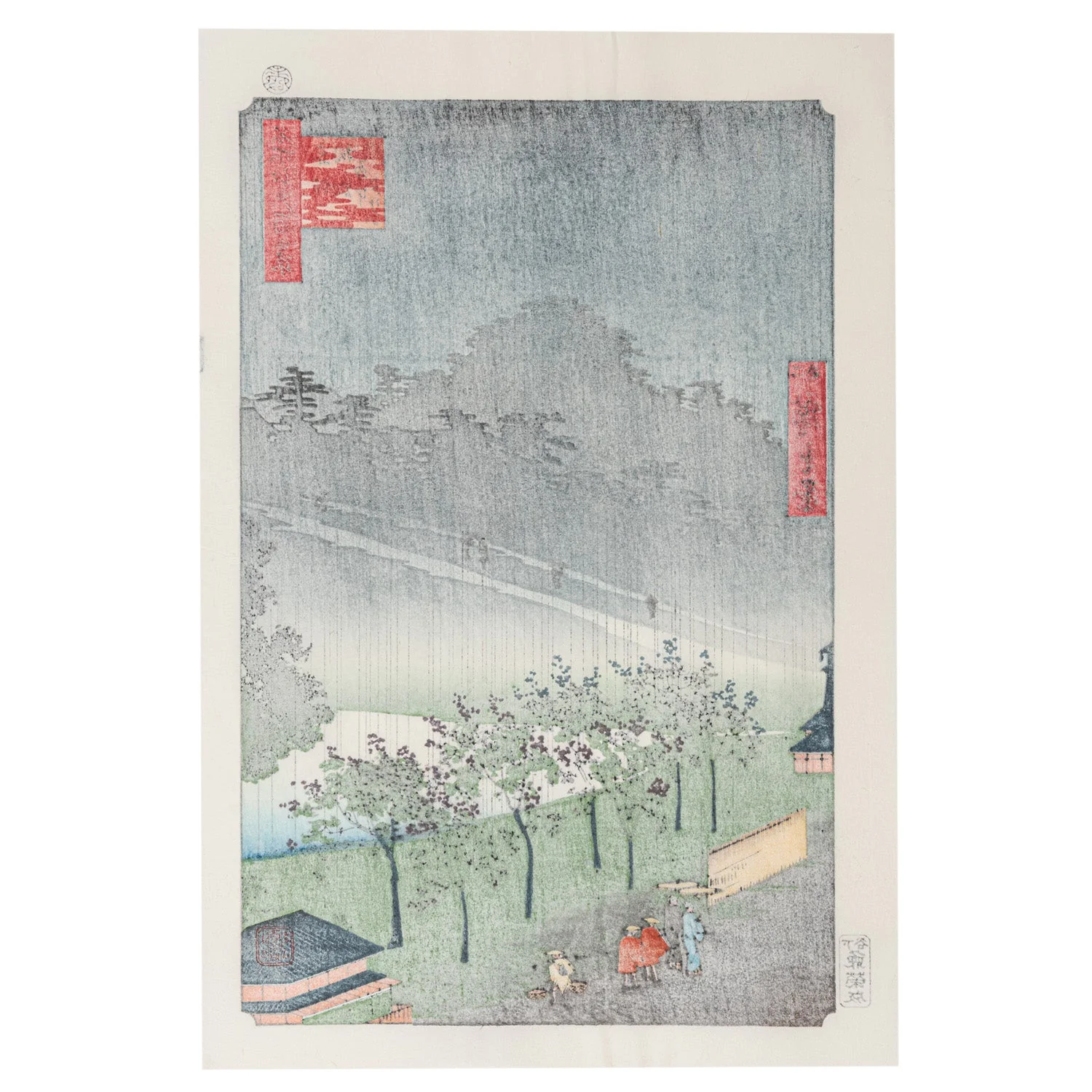 Evening Rain in the Akasaka Poulownia Field Woodblock Print - Image 3