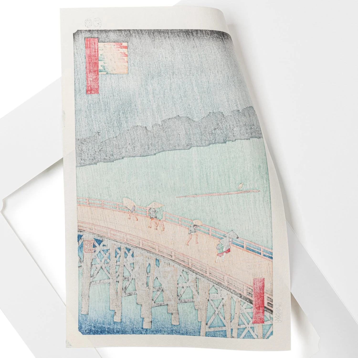 Evening Squall on the Great Bridge in Atake Woodblock Print - Image 3