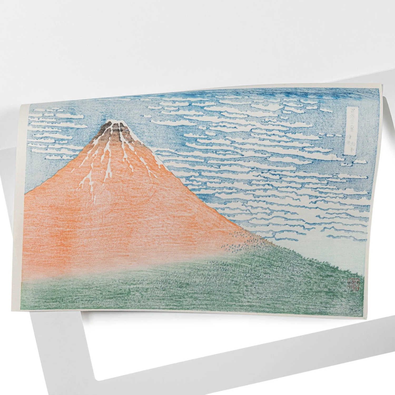 Framed Mount Fuji on Breezy Clear Day Woodblock Print - Image 3