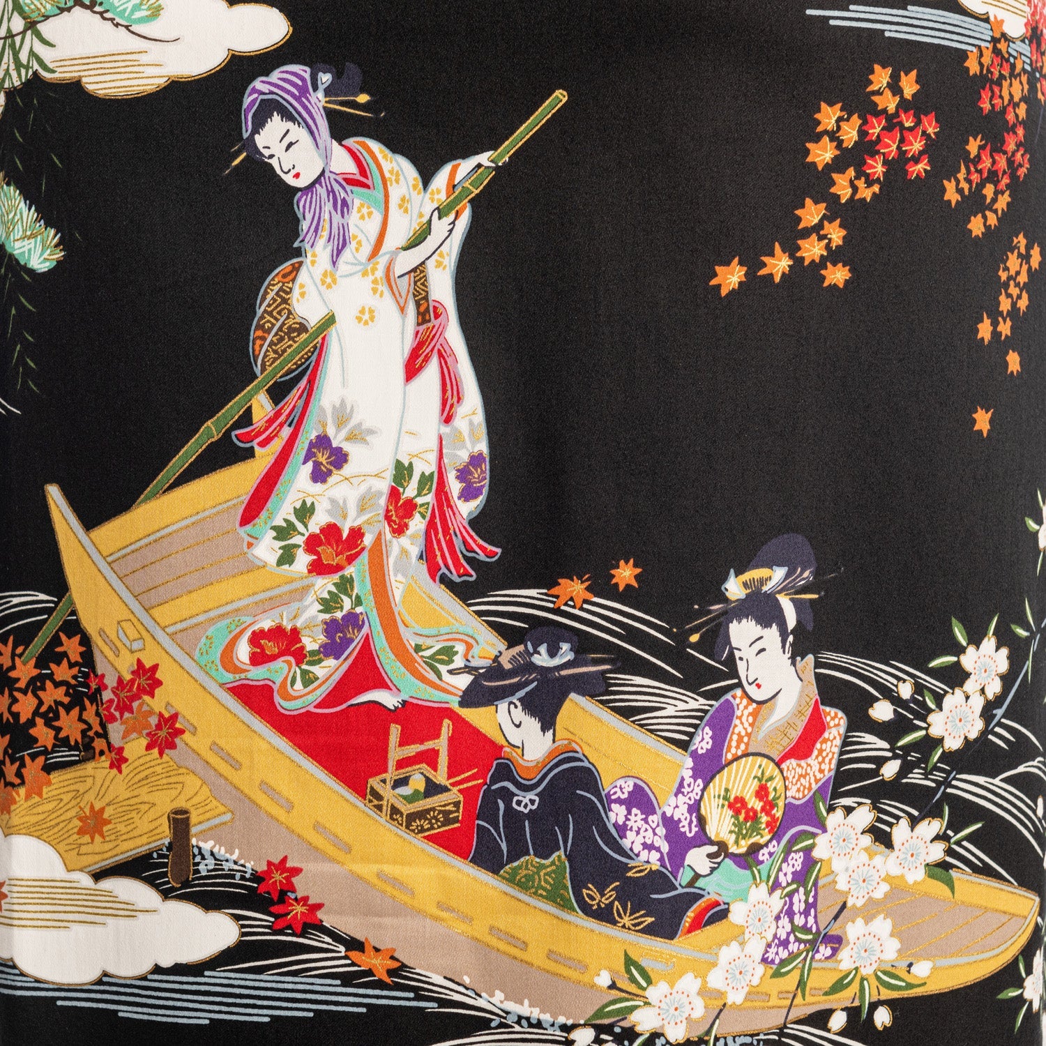 Geisha Short Black Japanese Kimono - Image 5