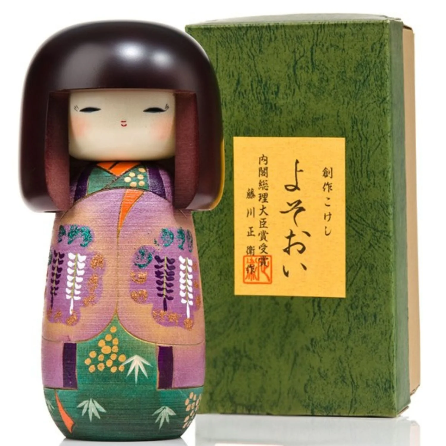 Girl in Wisteria Kimono Kokeshi Doll - Image 3