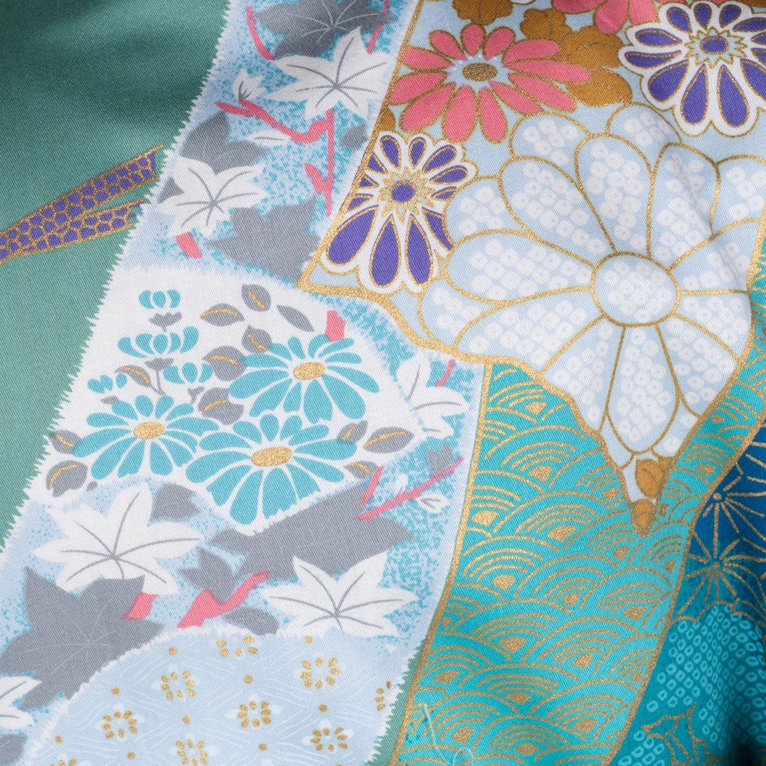 Green Ribbon Cotton Japanese Girls Kimono - Image 3
