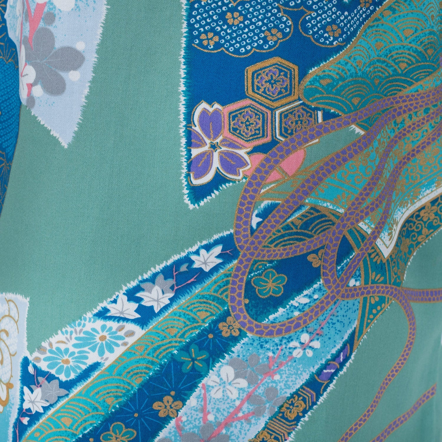 Green Ribbon Cotton Japanese Girls Kimono - Image 4