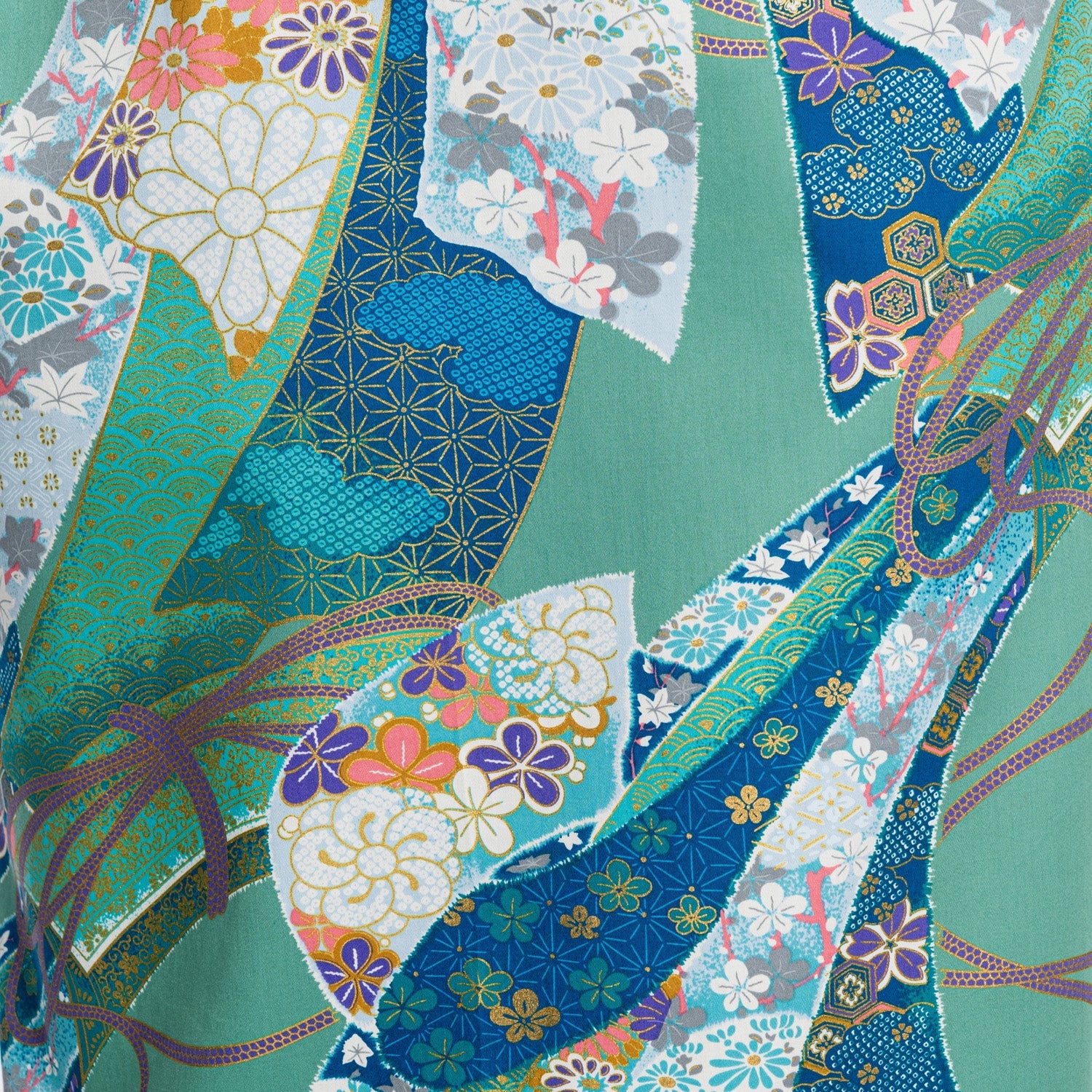 Green Ribbon Long Japanese Cotton Yukata - Image 5