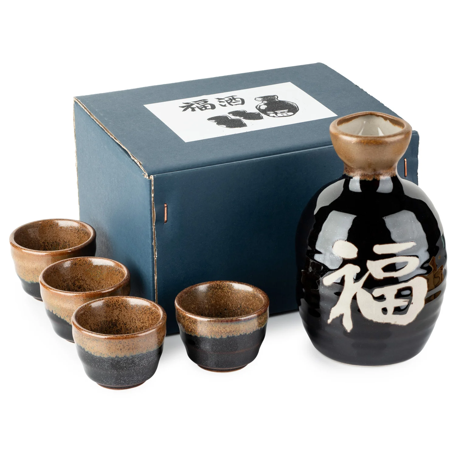 Happiness Japanese Sake Pot and Cup Set - Image 5