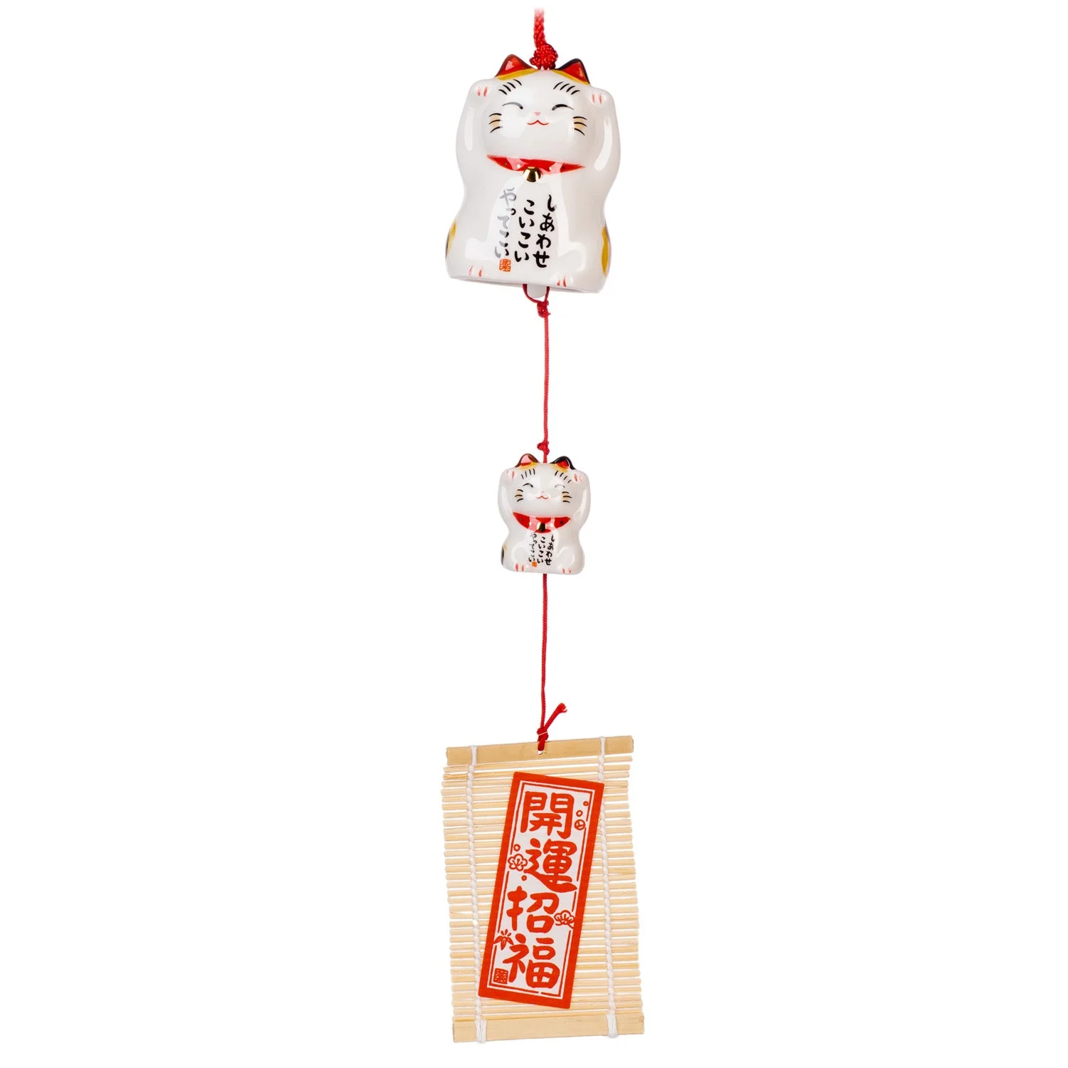 Happy Calico Lucky Cat Japanese Wind Chime - Image 2