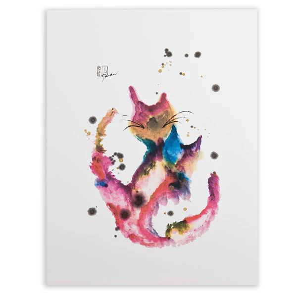 Happy Cats Black Frame A5 Japanese Print - Image 2