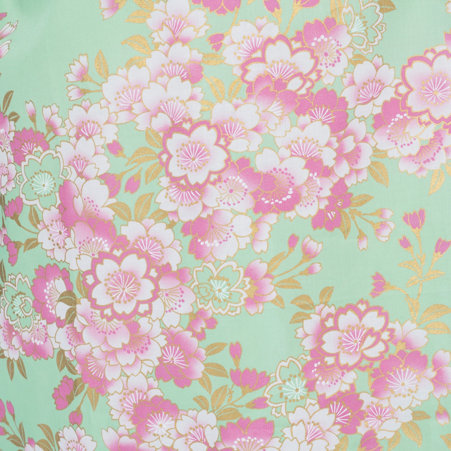 Jade Green Cherry Blossom Short Japanese Kimono - Image 5