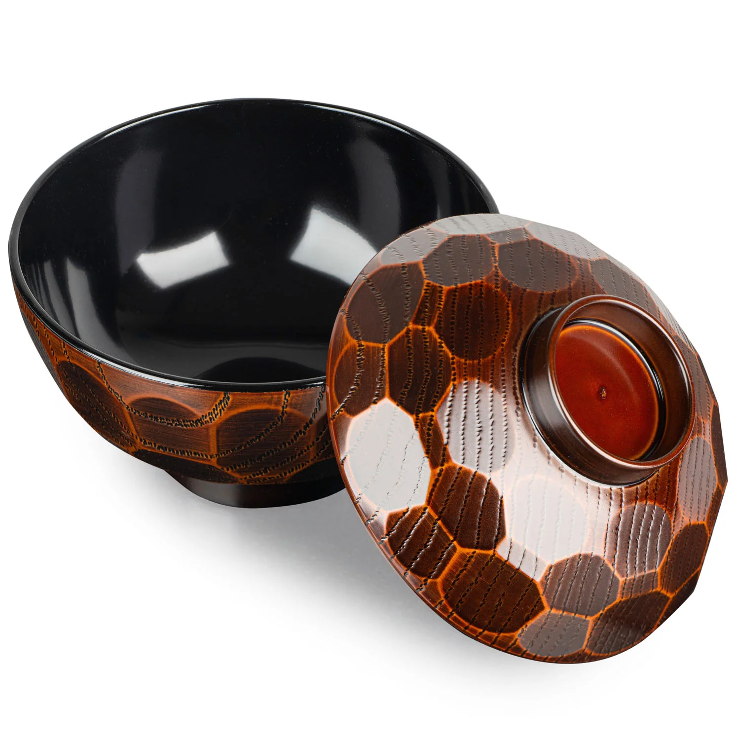 Kikko Japanese Lacquer Bowl and Lid - Image 3