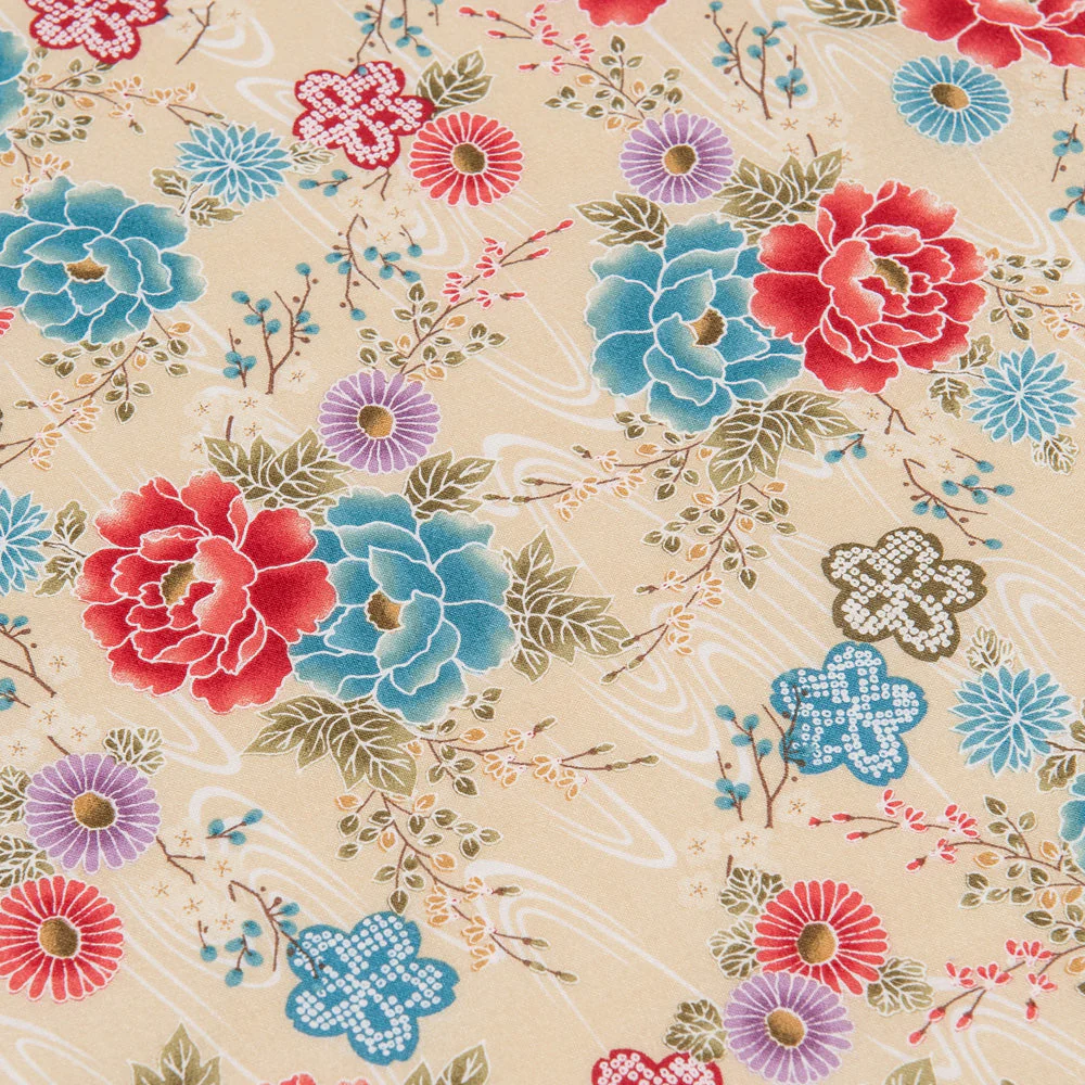 Large Beige Floral Japanese Furoshiki - Image 3
