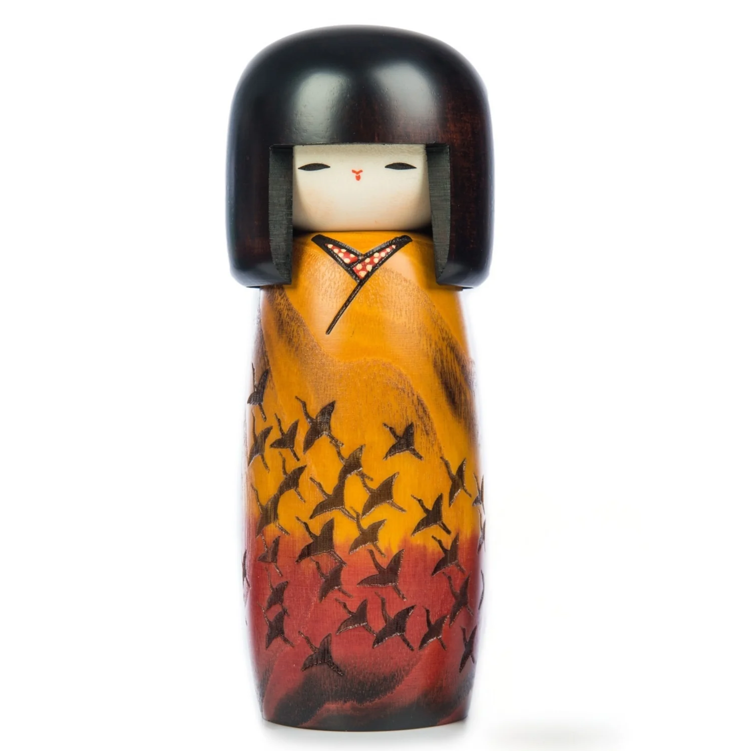 Long Life Flock of Cranes Japanese Kokeshi Doll