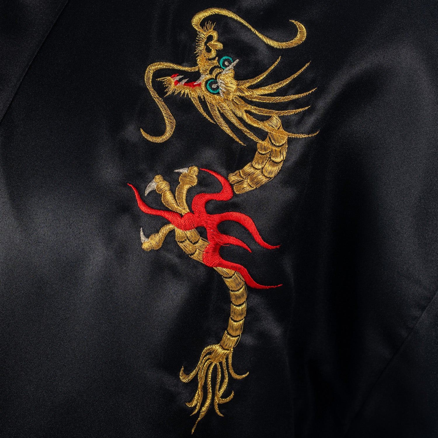 Mens Black Dragon Long Japanese Kimono - Image 3