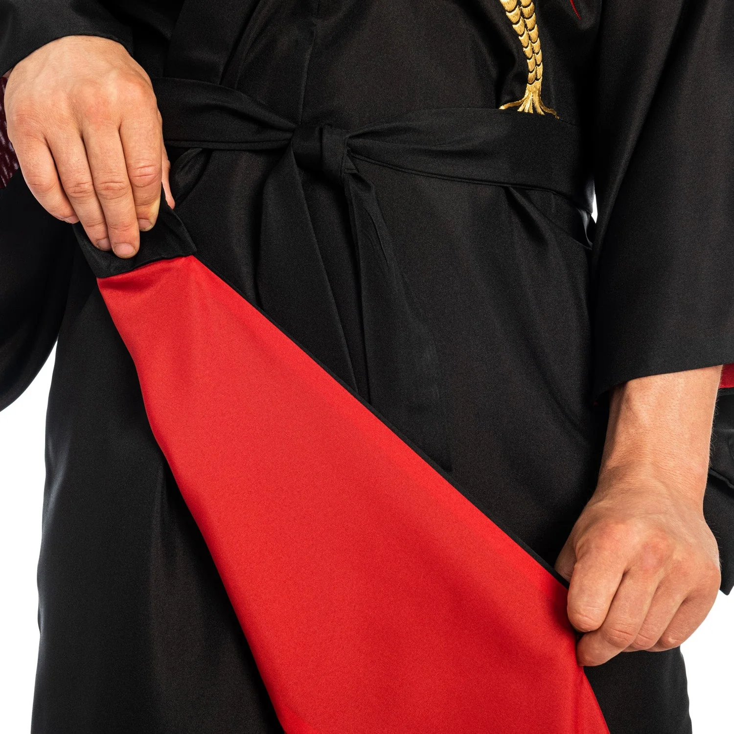 Mens Embroidered Dragon Long Black Japanese Kimono - Image 6