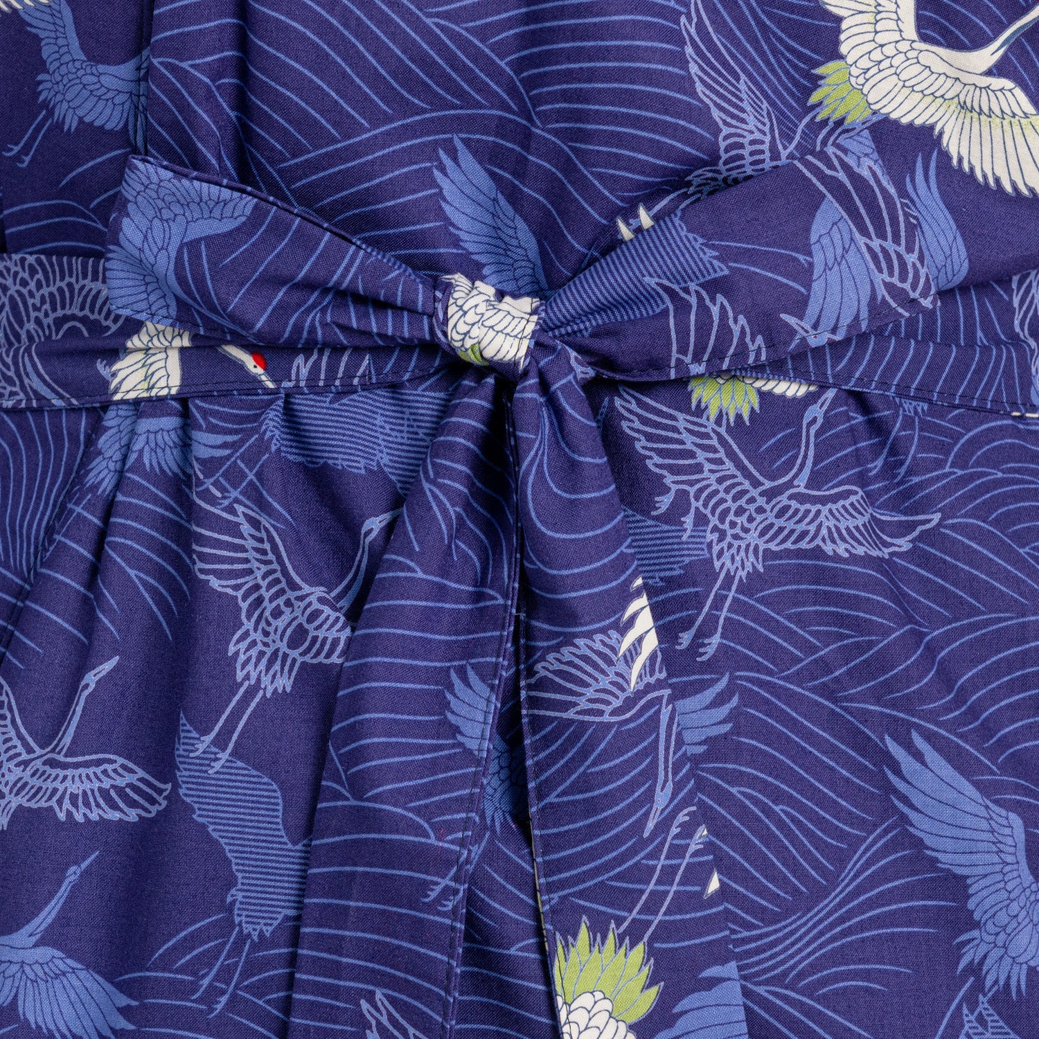 Navy Blue Crane Long Japanese Cotton Kimono - Image 4