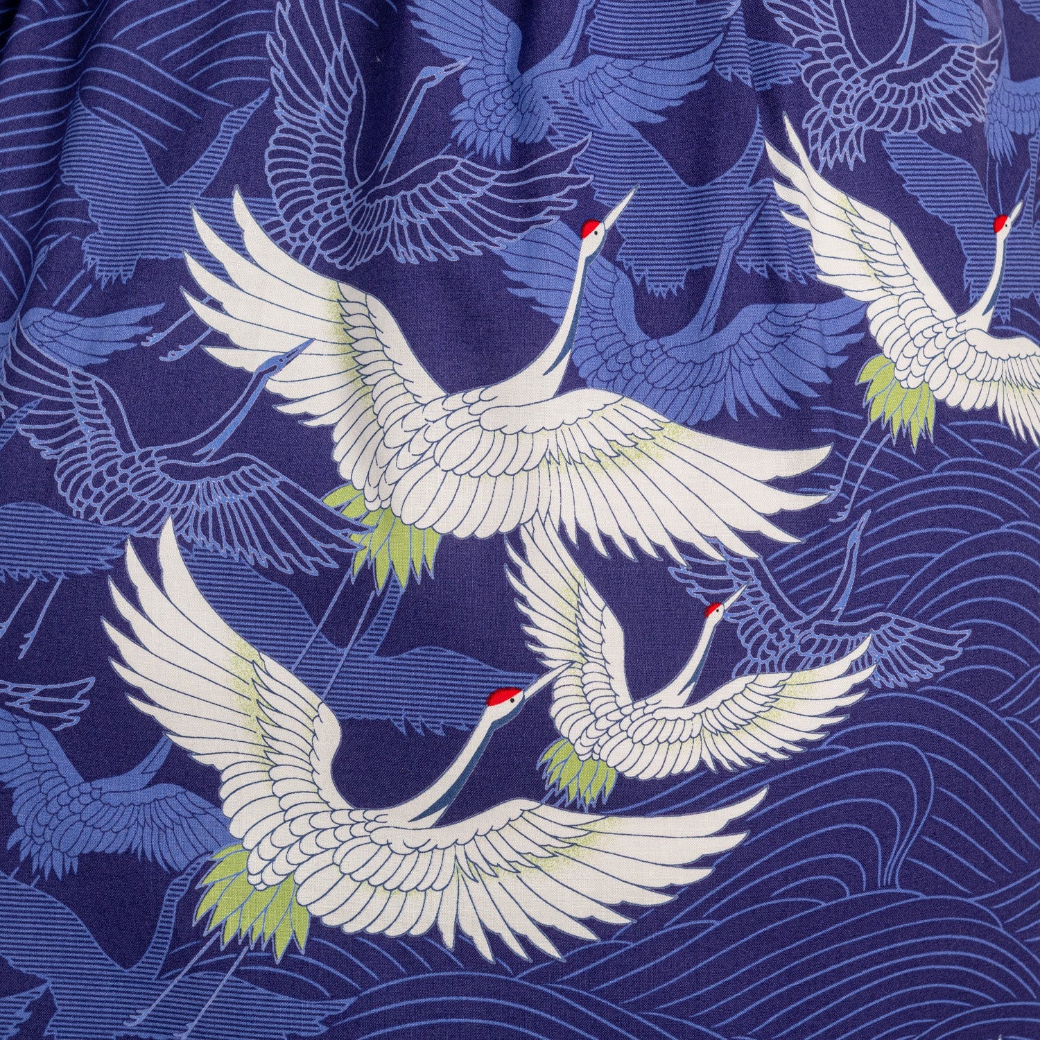 Navy Blue Crane Long Japanese Cotton Kimono - Image 5
