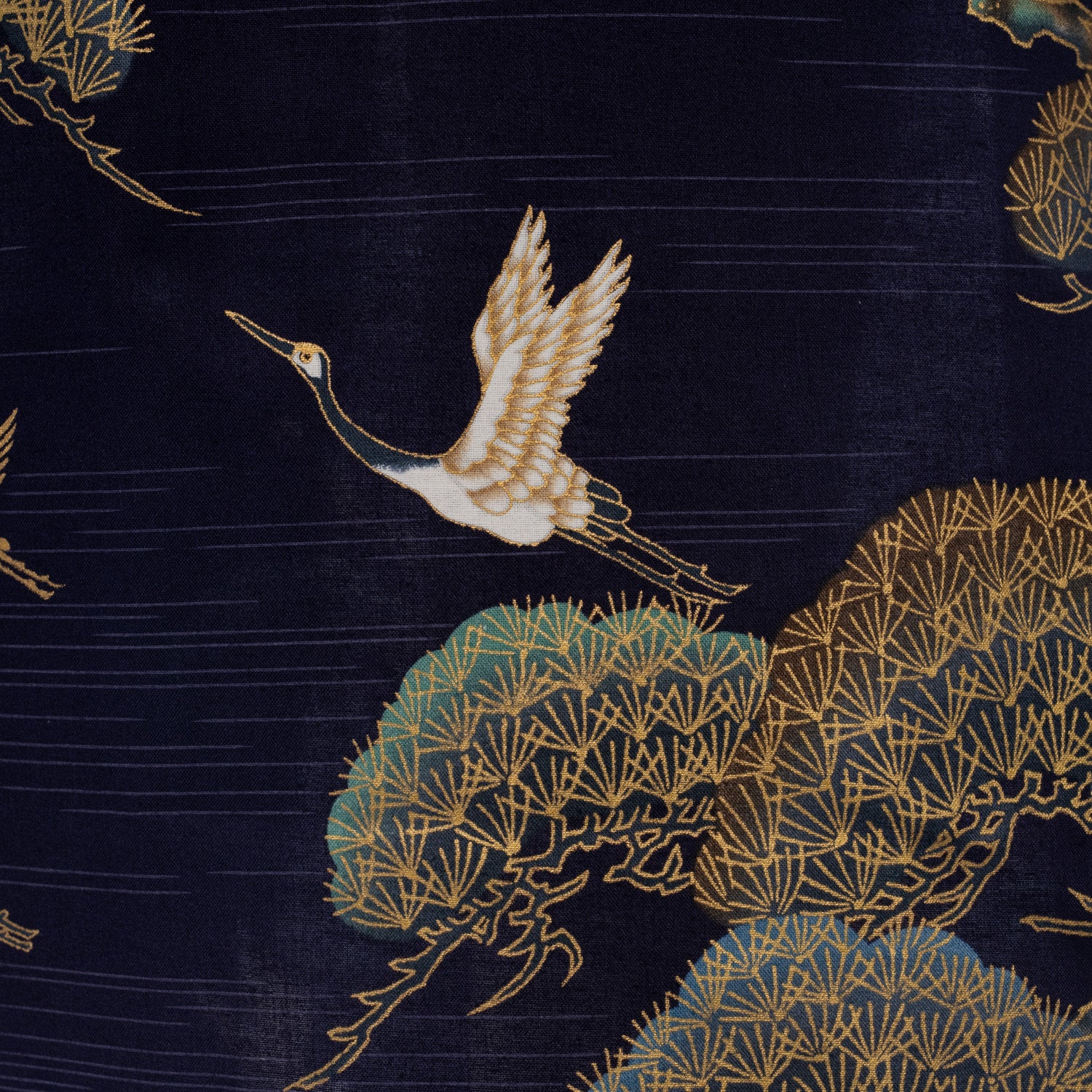 Navy Crane and Pine Short Japanese Kimono - Image 5