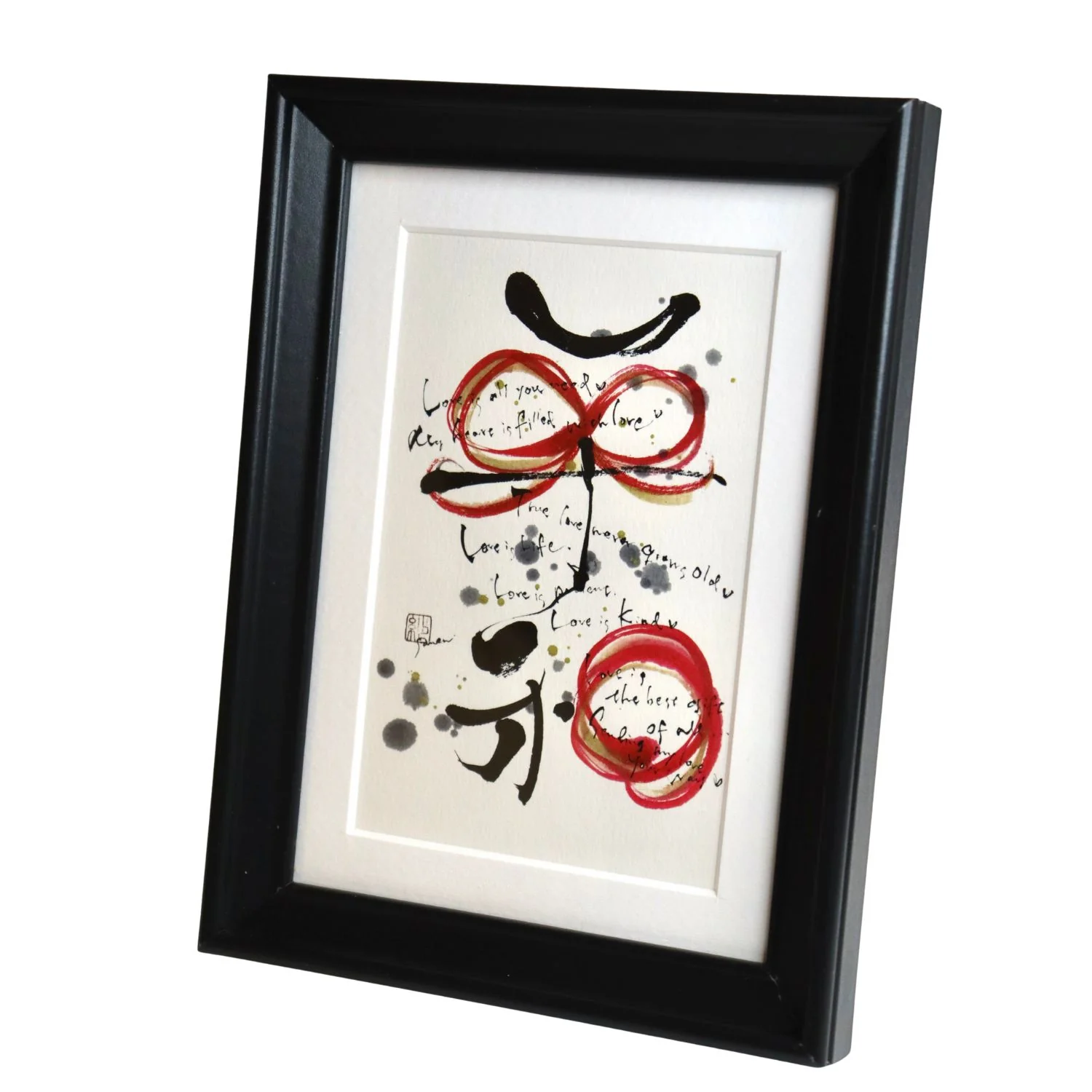 Peace and Love Black Frame A5 Japanese Print