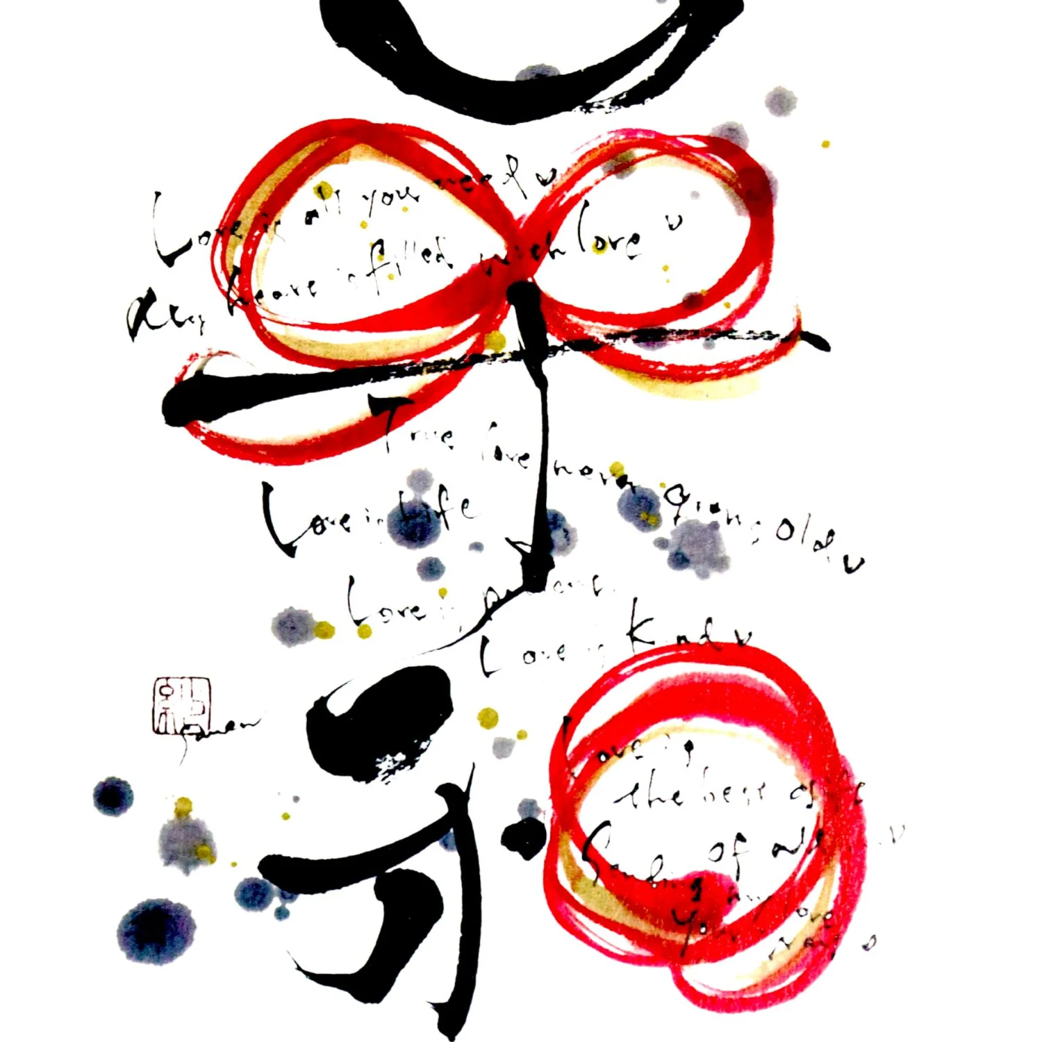 Peace and Love Black Frame A5 Japanese Print - Image 3