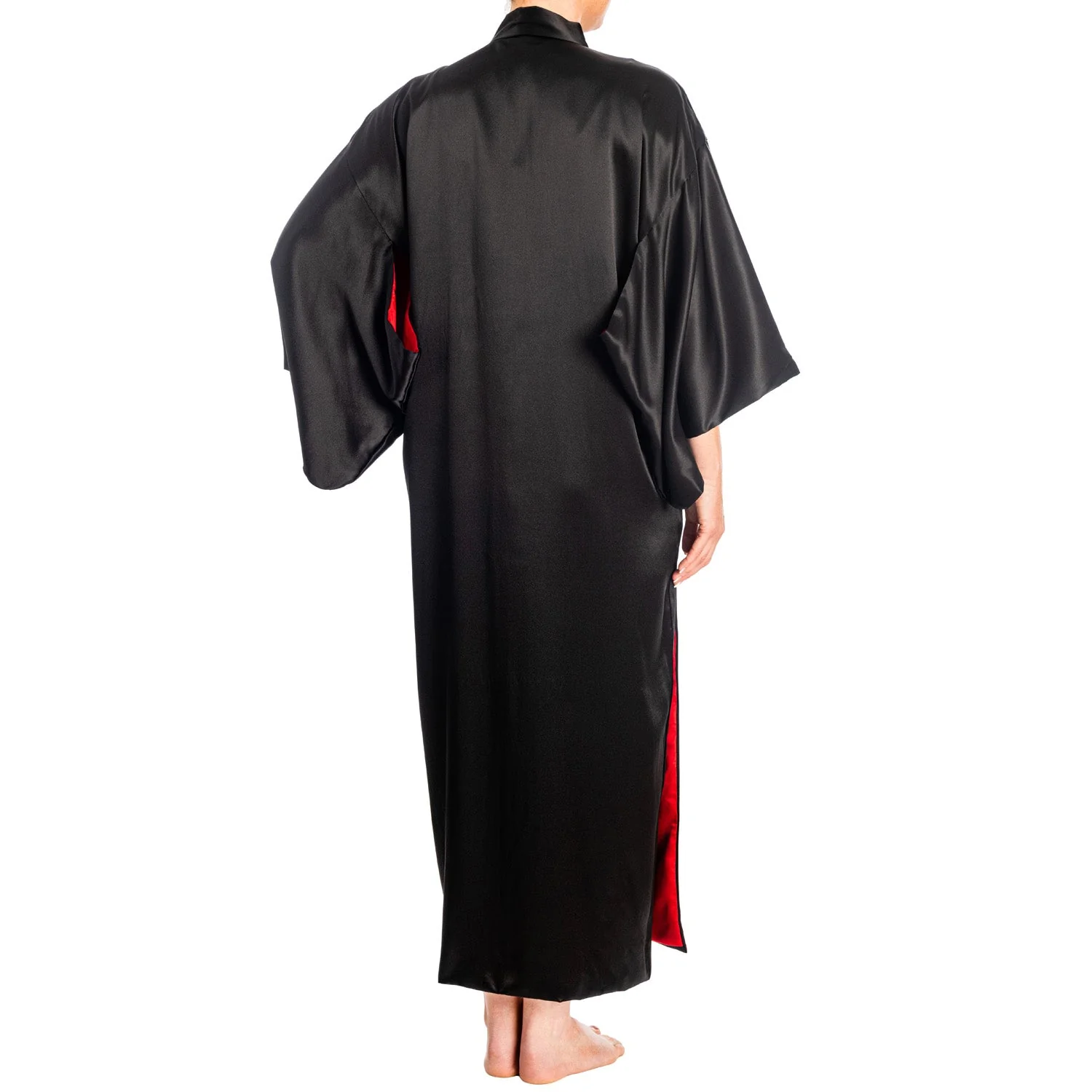 Premium Black Silk Ladies Japanese Kimono - Image 3