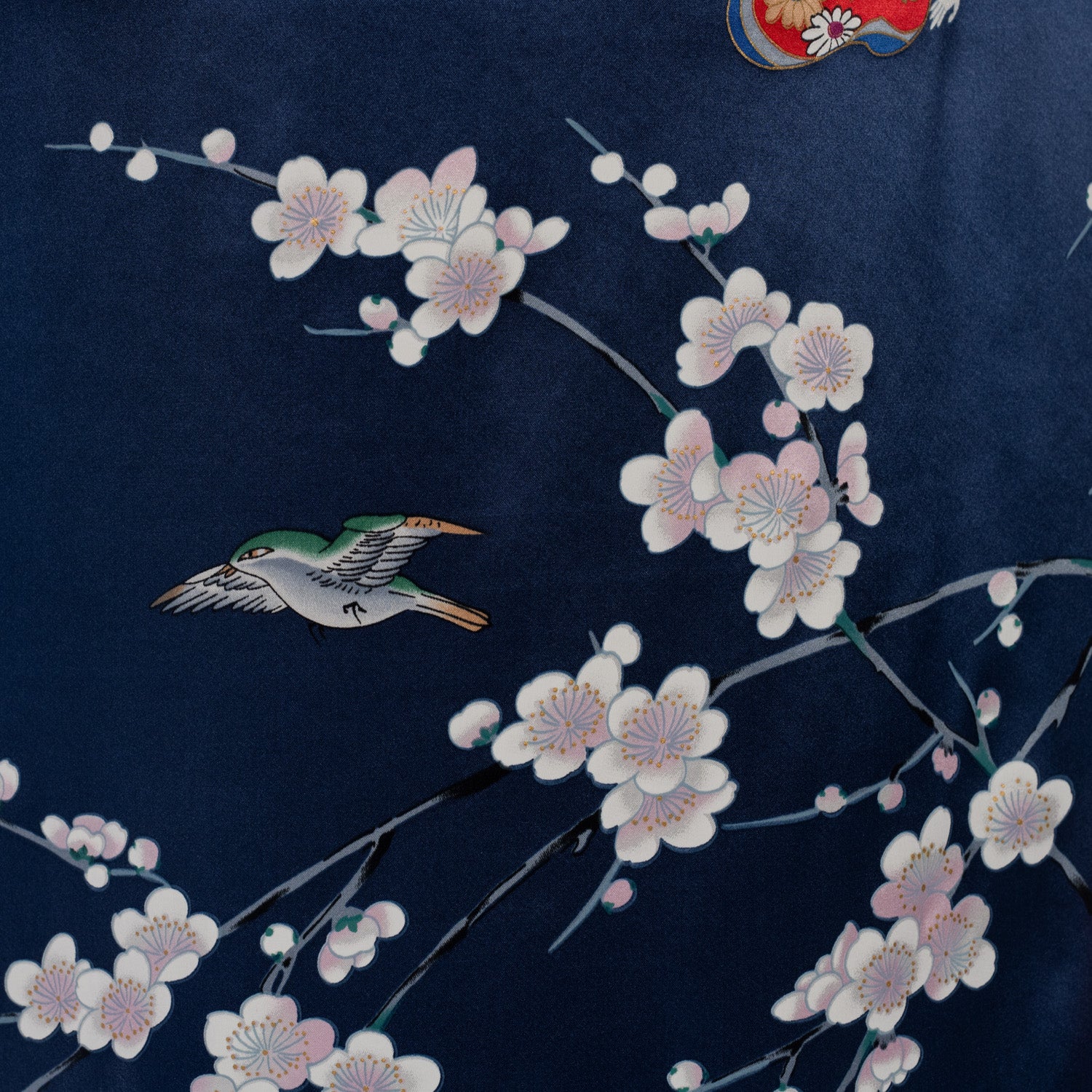Premium Short Navy Geisha and Blossom Silk Kimono - Image 5