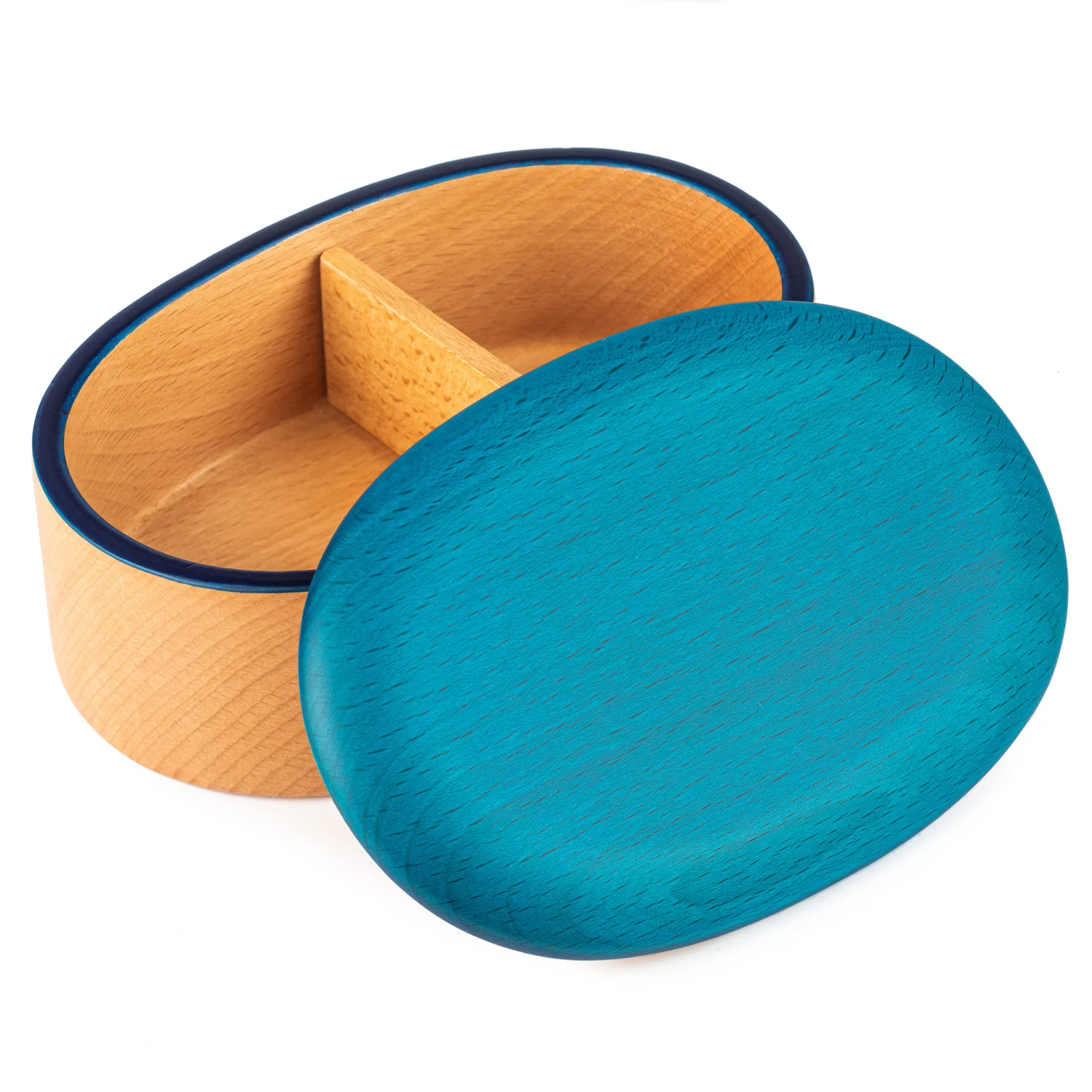 Premium Turquoise Japanese Wooden Bento Box - Image 2