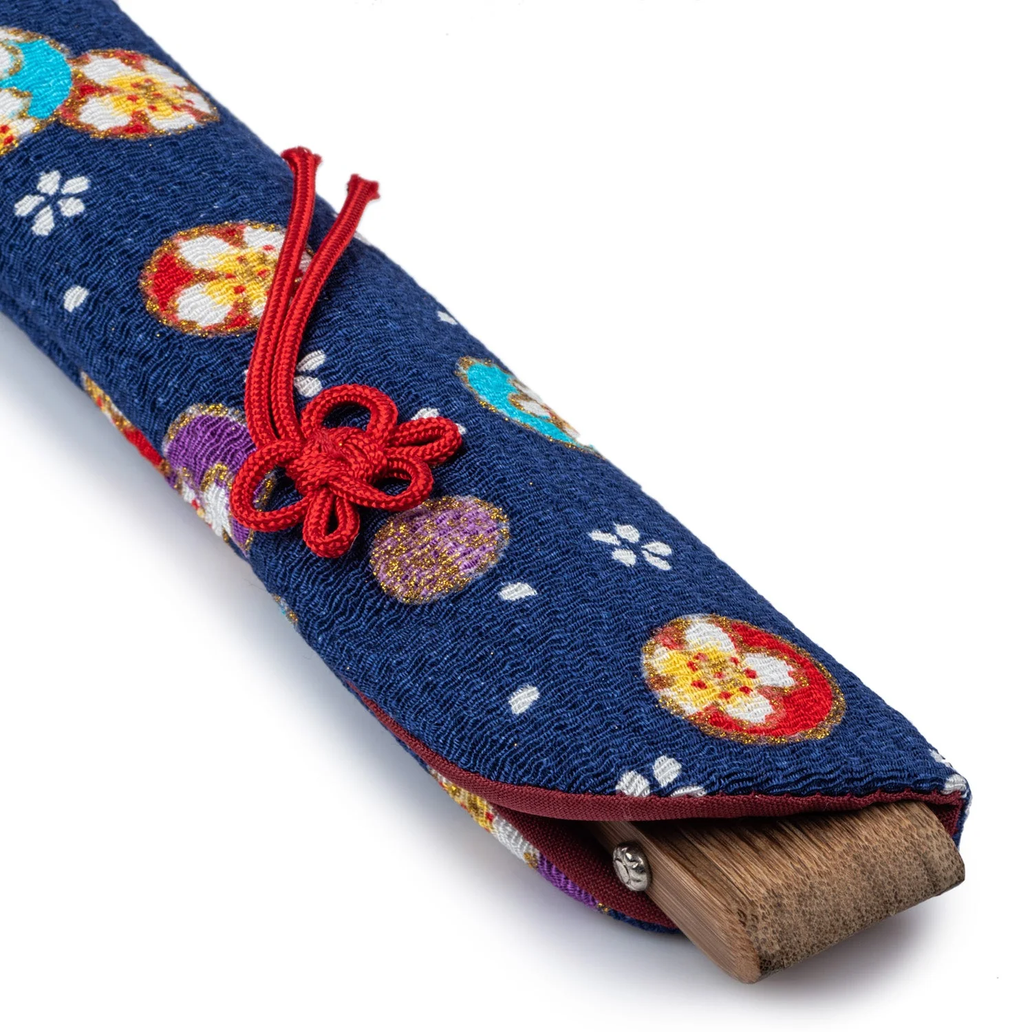 Pretty Blue Floral Japanese Folding Fan Case - Image 3