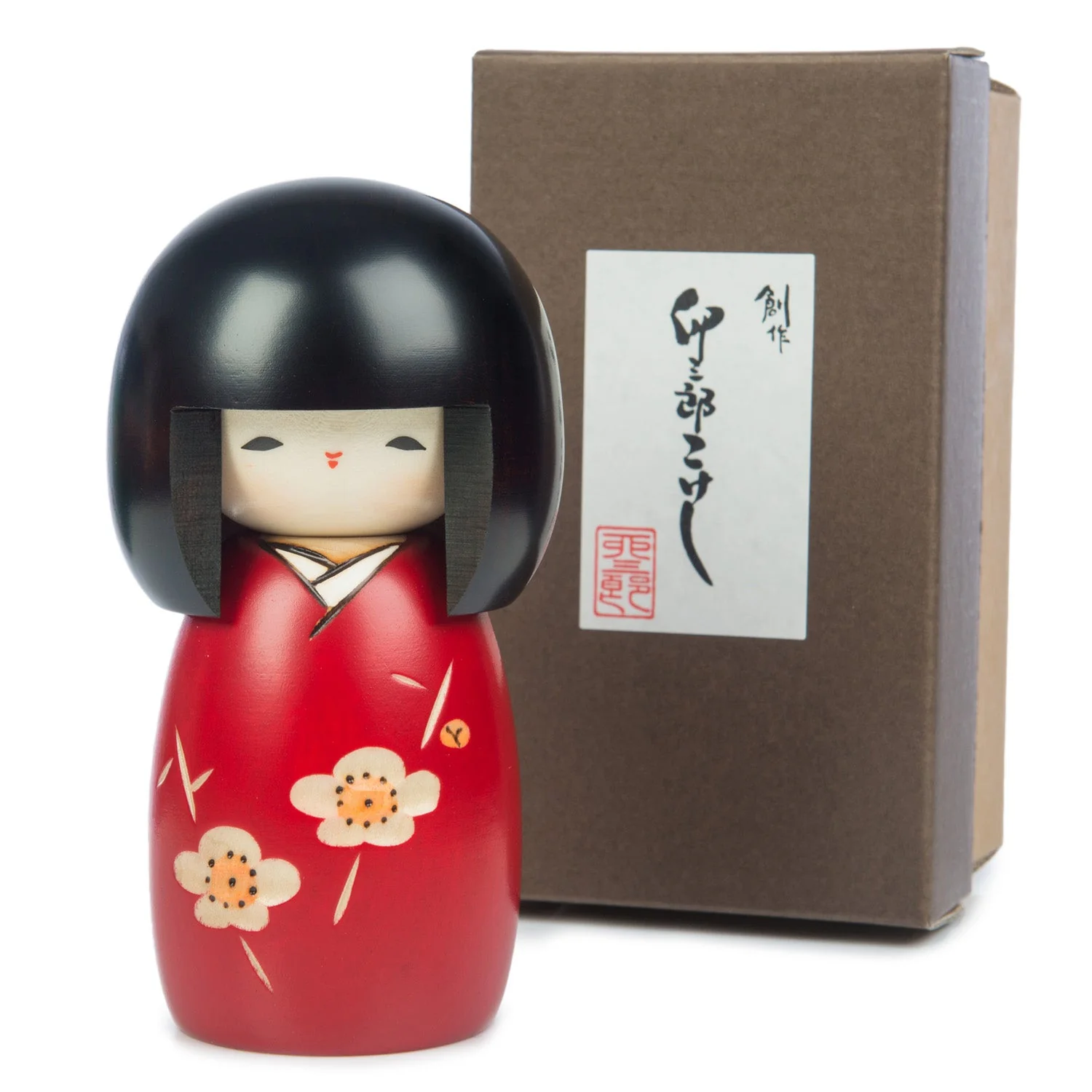 Pretty Girl Red Plum Japanese Kokeshi Doll - Image 3