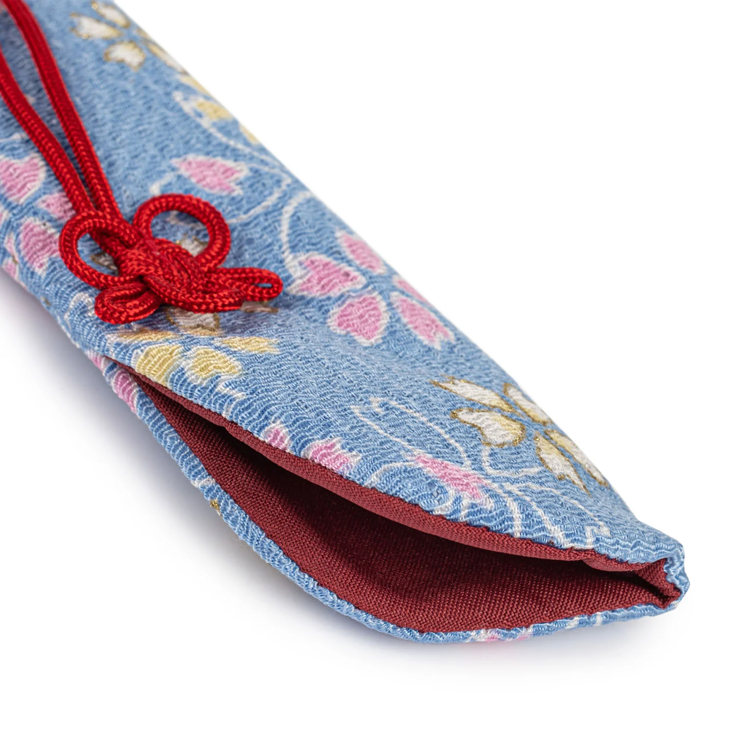 Pretty Pale Blue Floral Japanese Folding Fan Case - Image 3