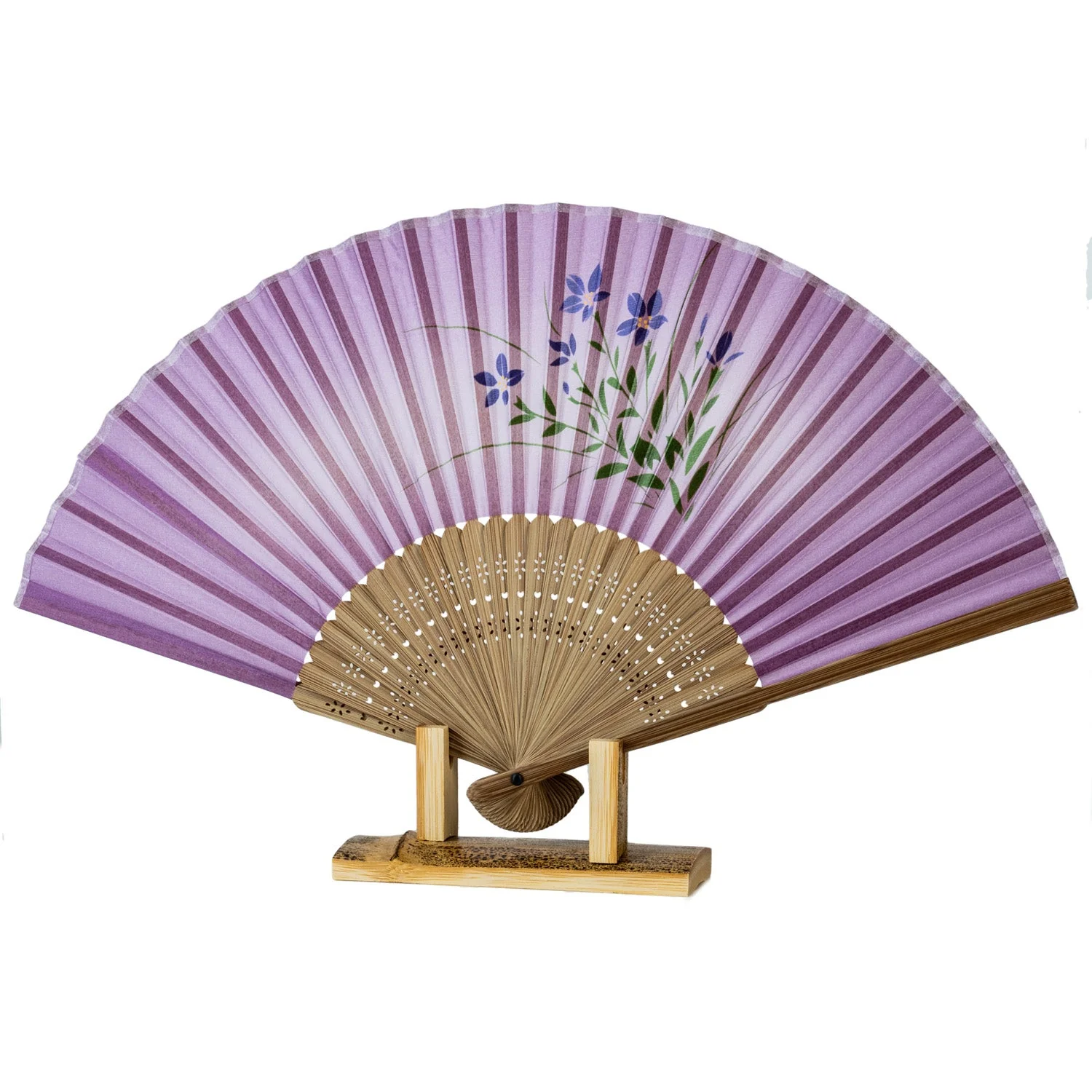 Purple Bellflower Japanese Folding Fan - Image 4