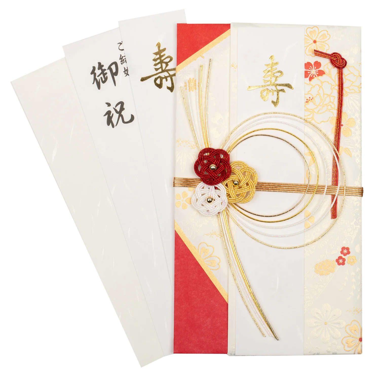 Red and Gold Floral Japanese Wedding Card - Image 3