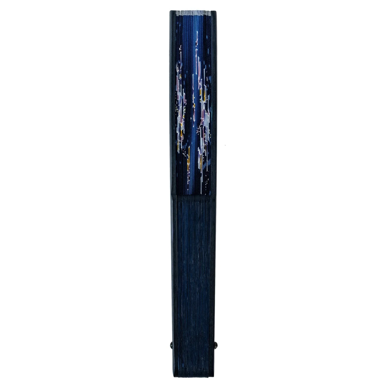 Royal Blue Butterfly and Orchid Japanese Fan - Image 2