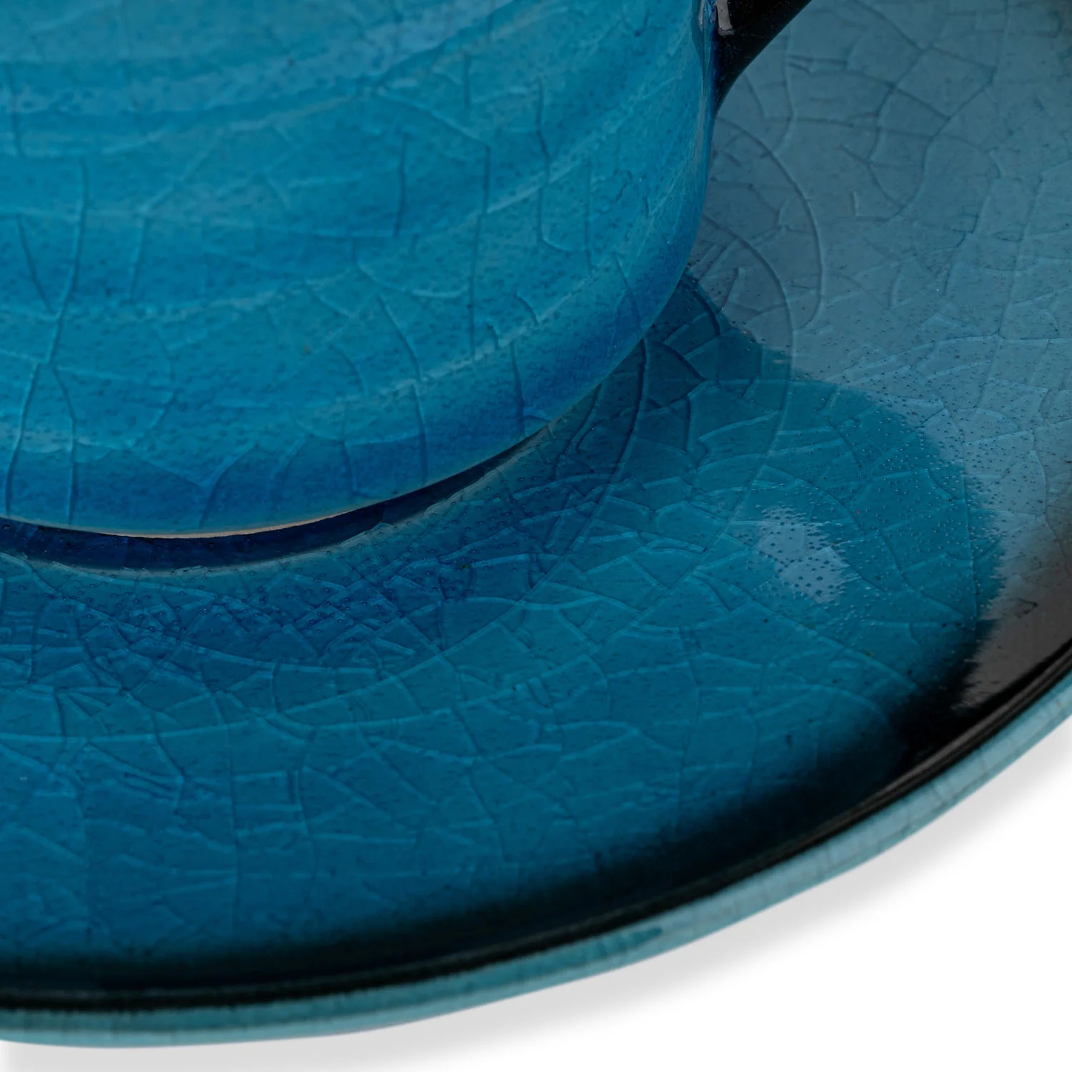 Sea Blue Crackleglaze Japanese Cup and Saucer - Image 3