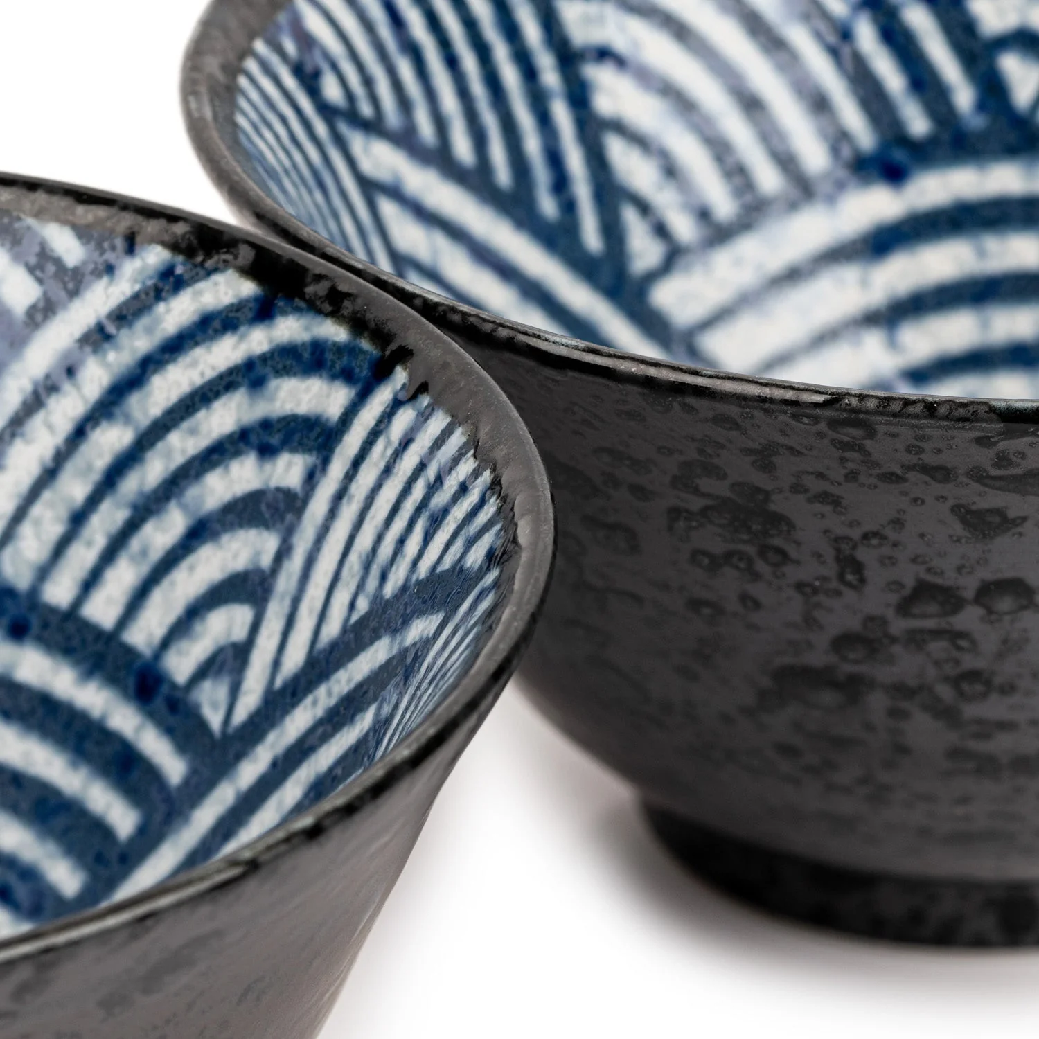 Seikaiha Ceramic Japanese Rice Bowl Set - Image 3