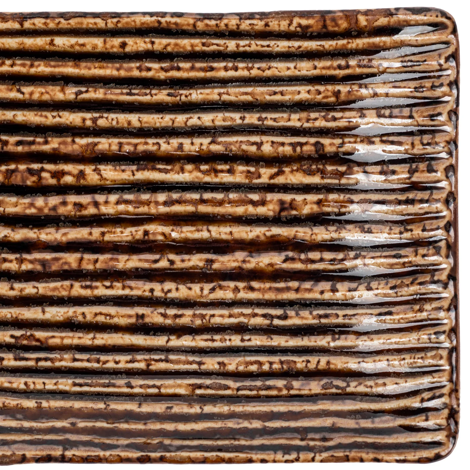 Shinogi Brown Ribbed Japanese Ceramic Dish - Image 3
