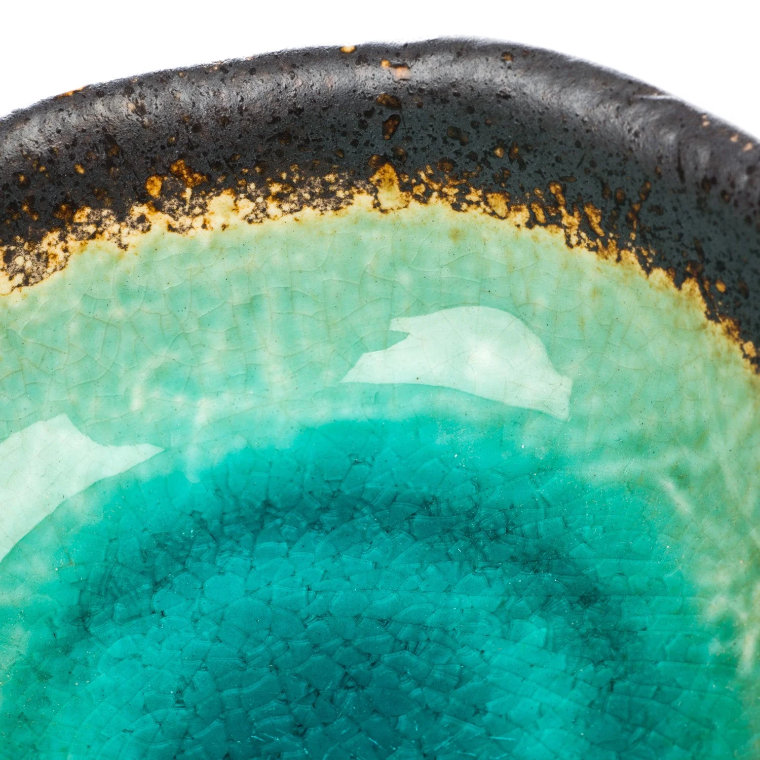 Small Turquoise Crackleglaze Japanese Bowl - Image 4